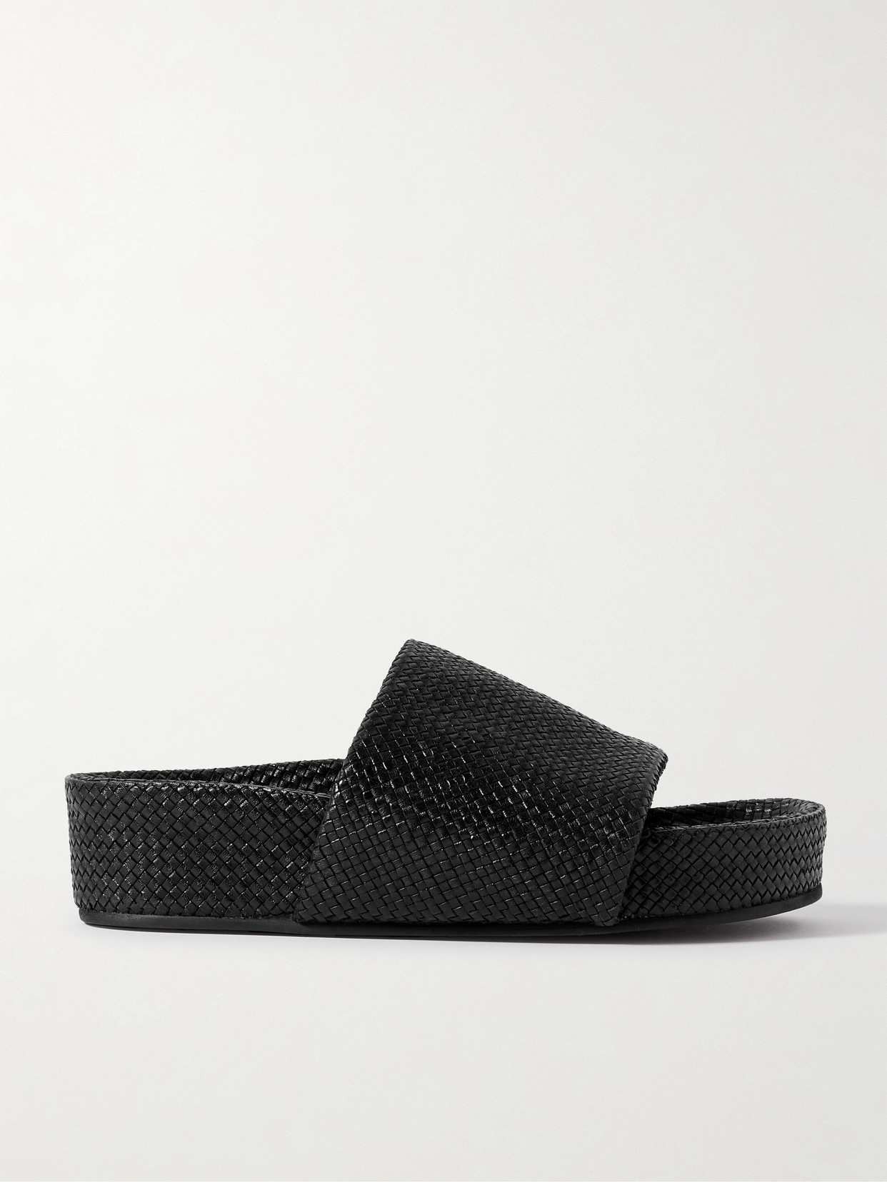 St Agni Woven Leather Platform Slides In Black