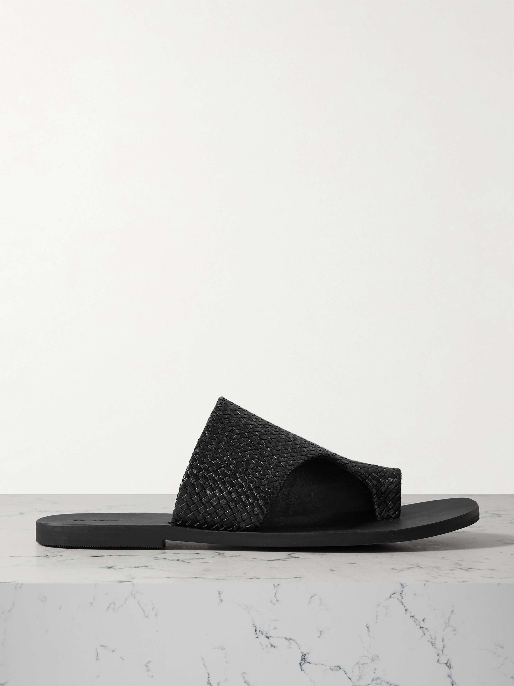 ST. AGNI Woven leather platform slides | NET-A-PORTER
