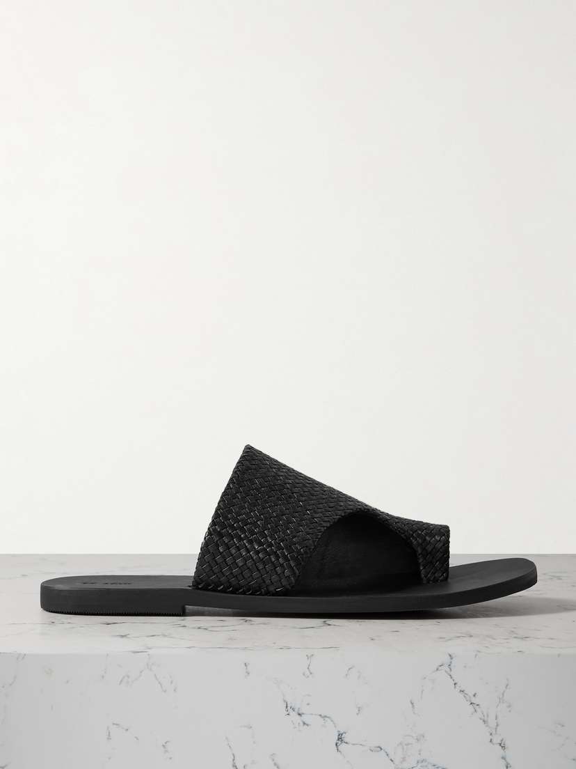 St. Agni Asymmetric Woven Leather Slides