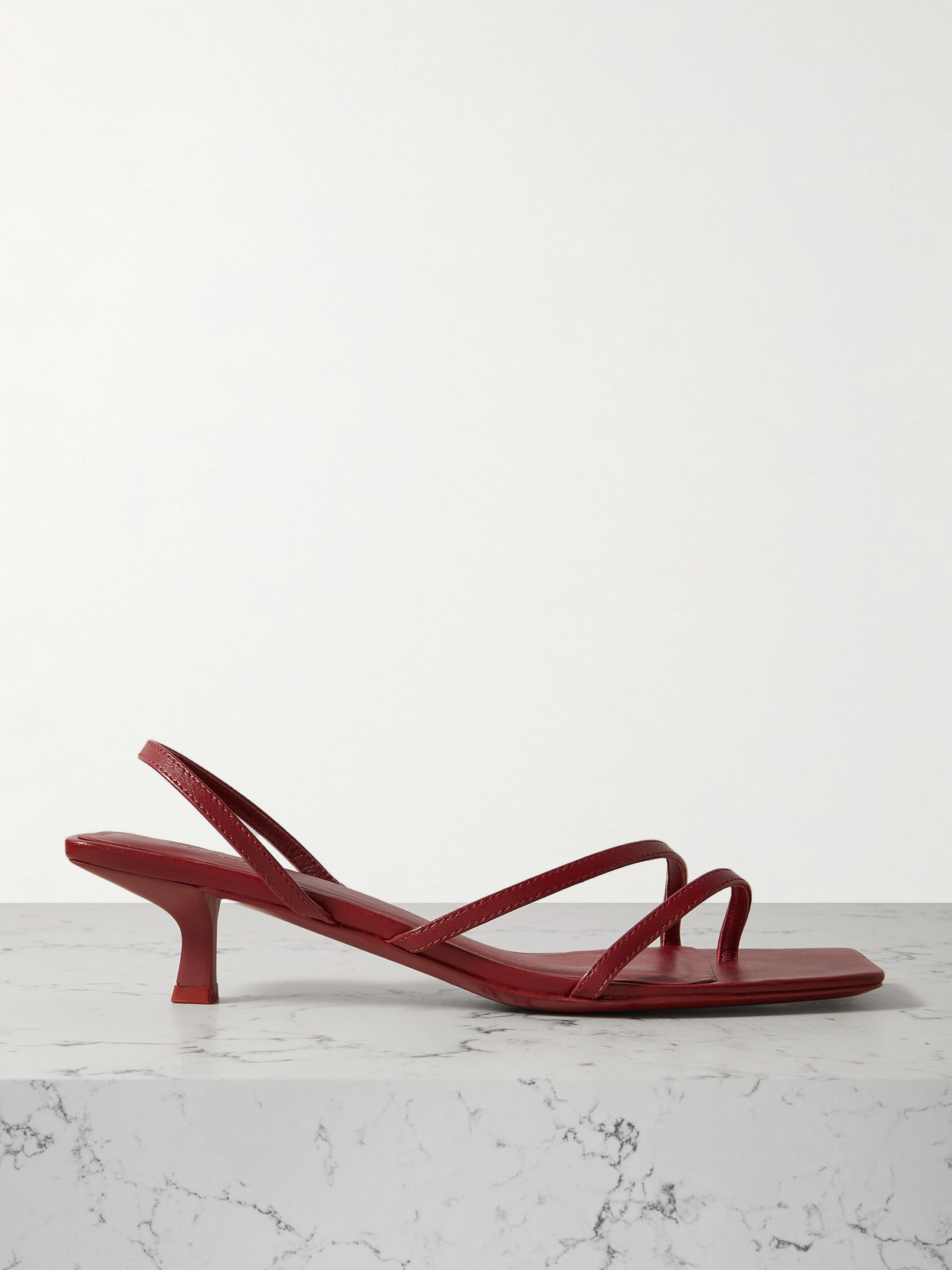 St Agni Pina Leather Slingback Sandals In Red