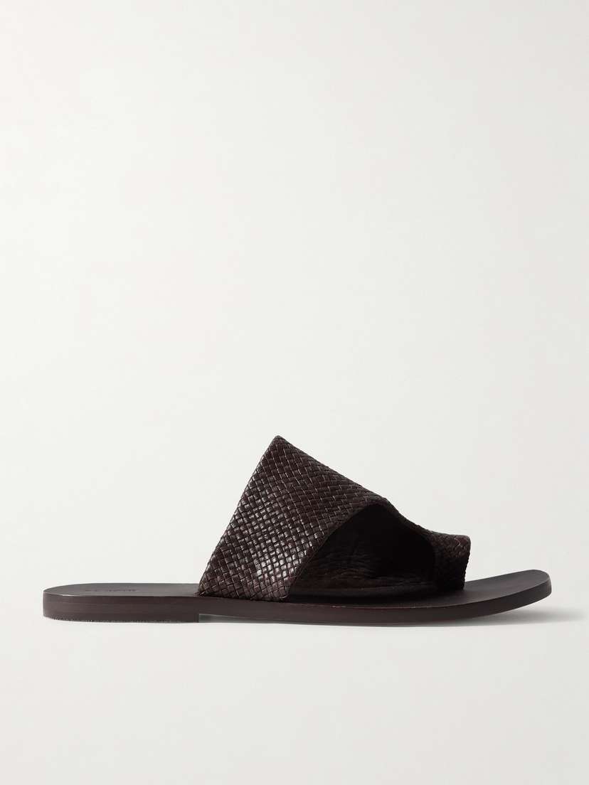 St. Agni Asymmetric Woven Leather Slides - IT35