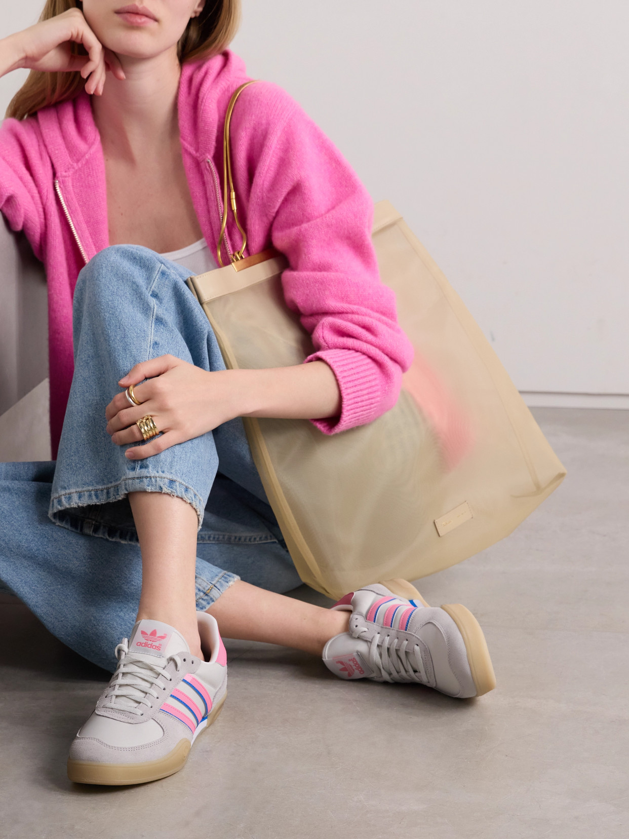 Adidas Originals Squash Indoor Suede And Leather-trimmed Mesh Sneakers In White