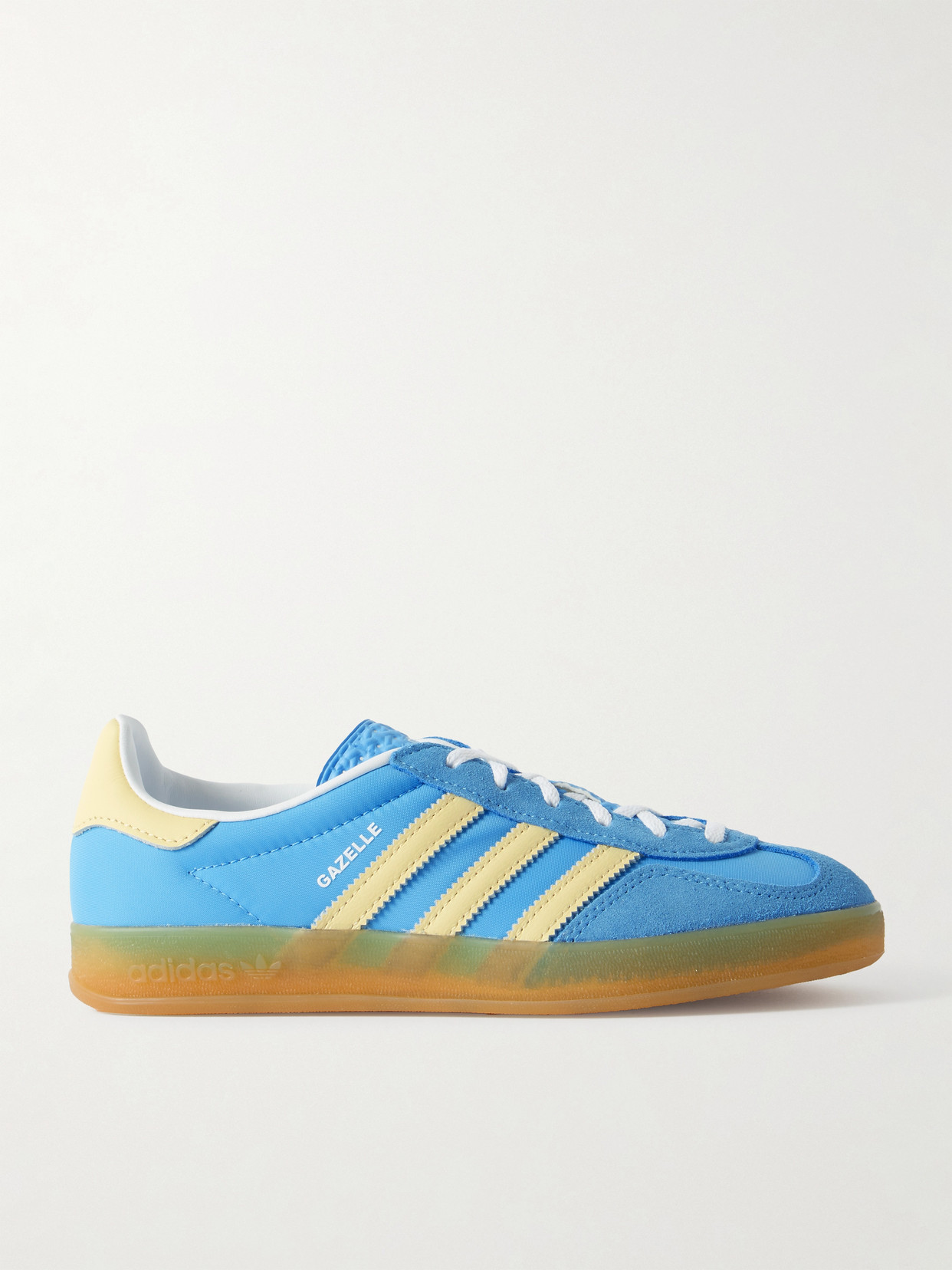 Shop Adidas Originals Gazelle Indoor Leather-trimmed Suede And Nylon Sneakers In Blue