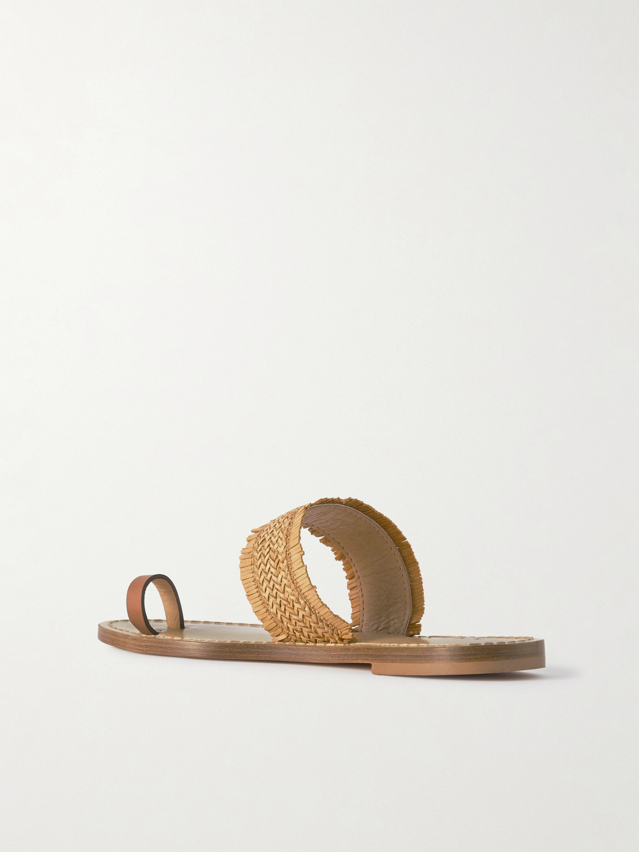 Shop Amanu Studio Shela Woven Raffia And Leather Sandals In Brown