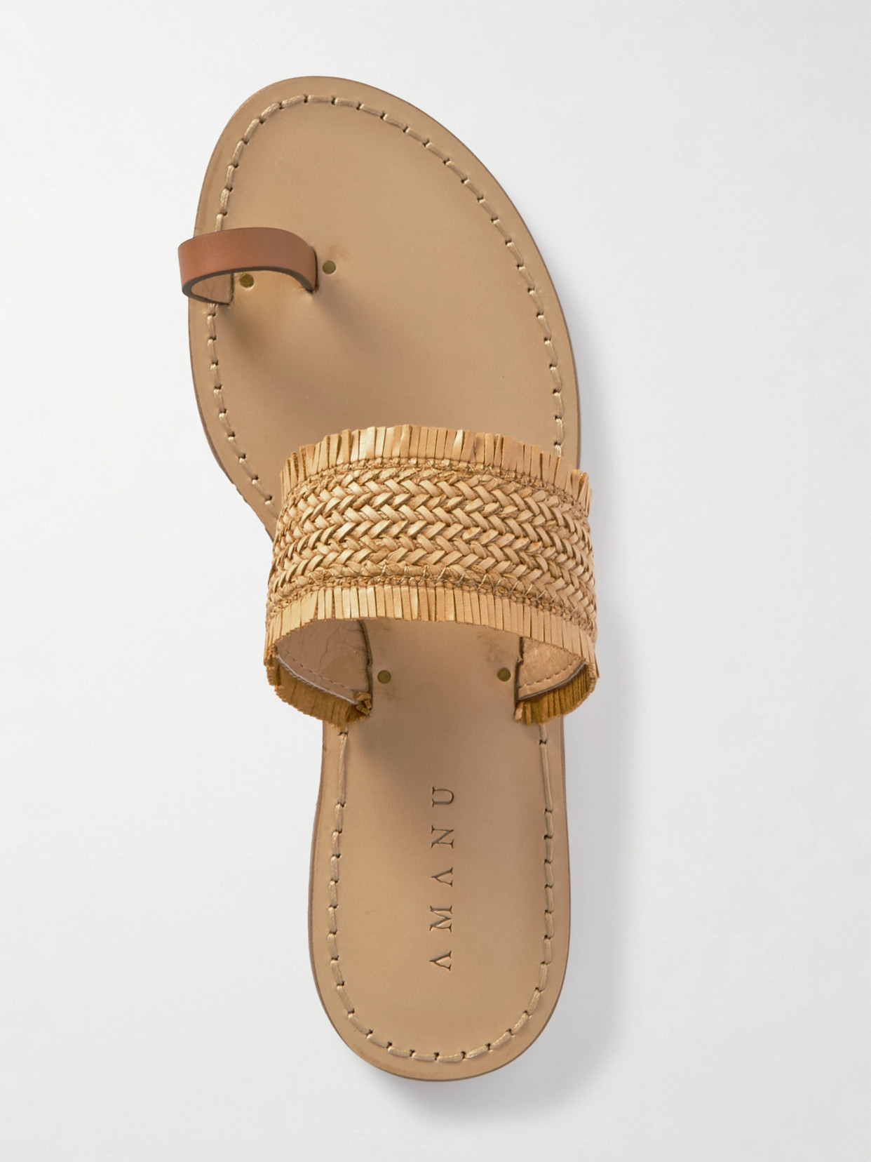 Amanu Studio Shela Woven Raffia And Leather Sandals In Brown