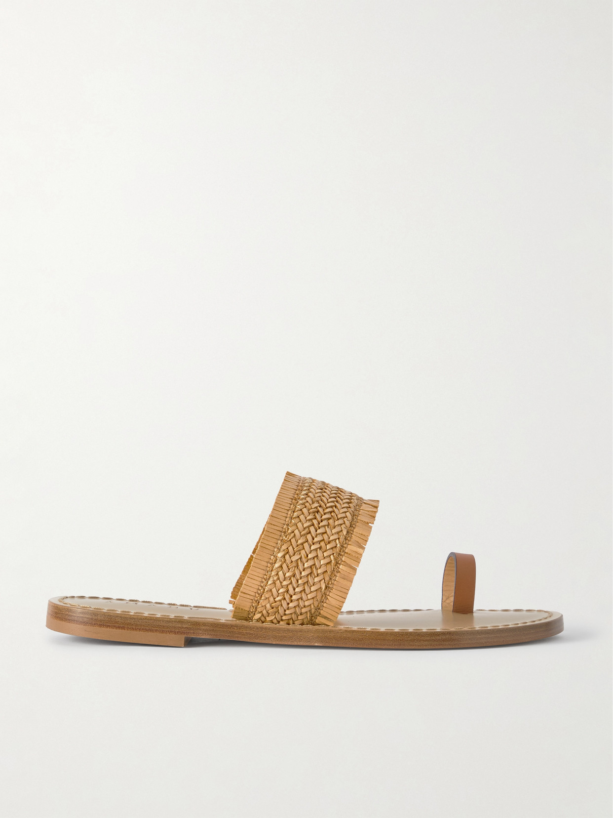 Amanu Studio Shela Woven Raffia And Leather Sandals In Brown