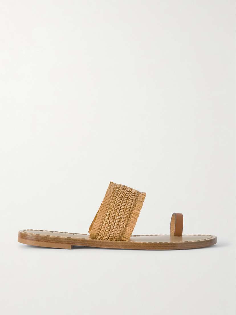 AMANU Shela Woven Raffia And Leather Sandals