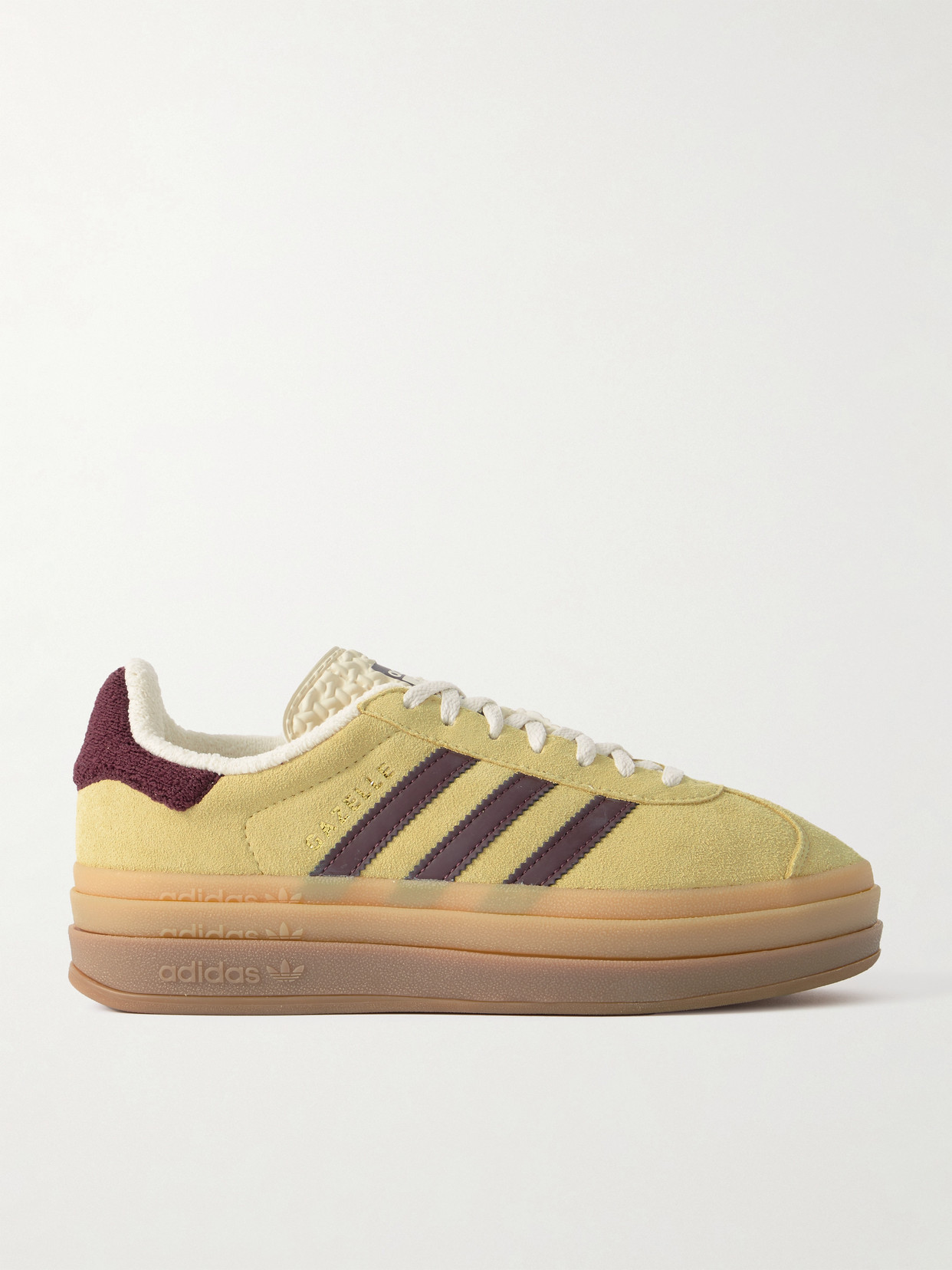 Shop Adidas Originals Gazelle Bold Leather-trimmed Suede Sneakers In Yellow