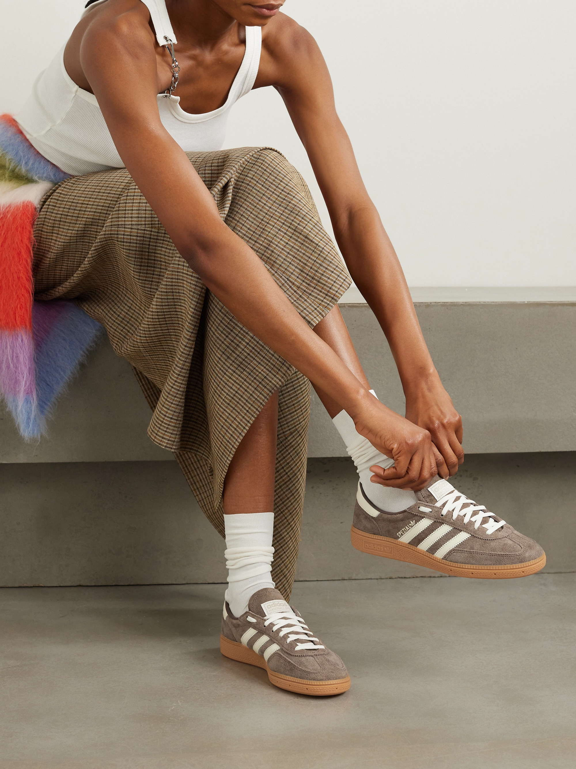 adidas Originals Handball Spezial leather-trimmed suede sneakers thumbnail