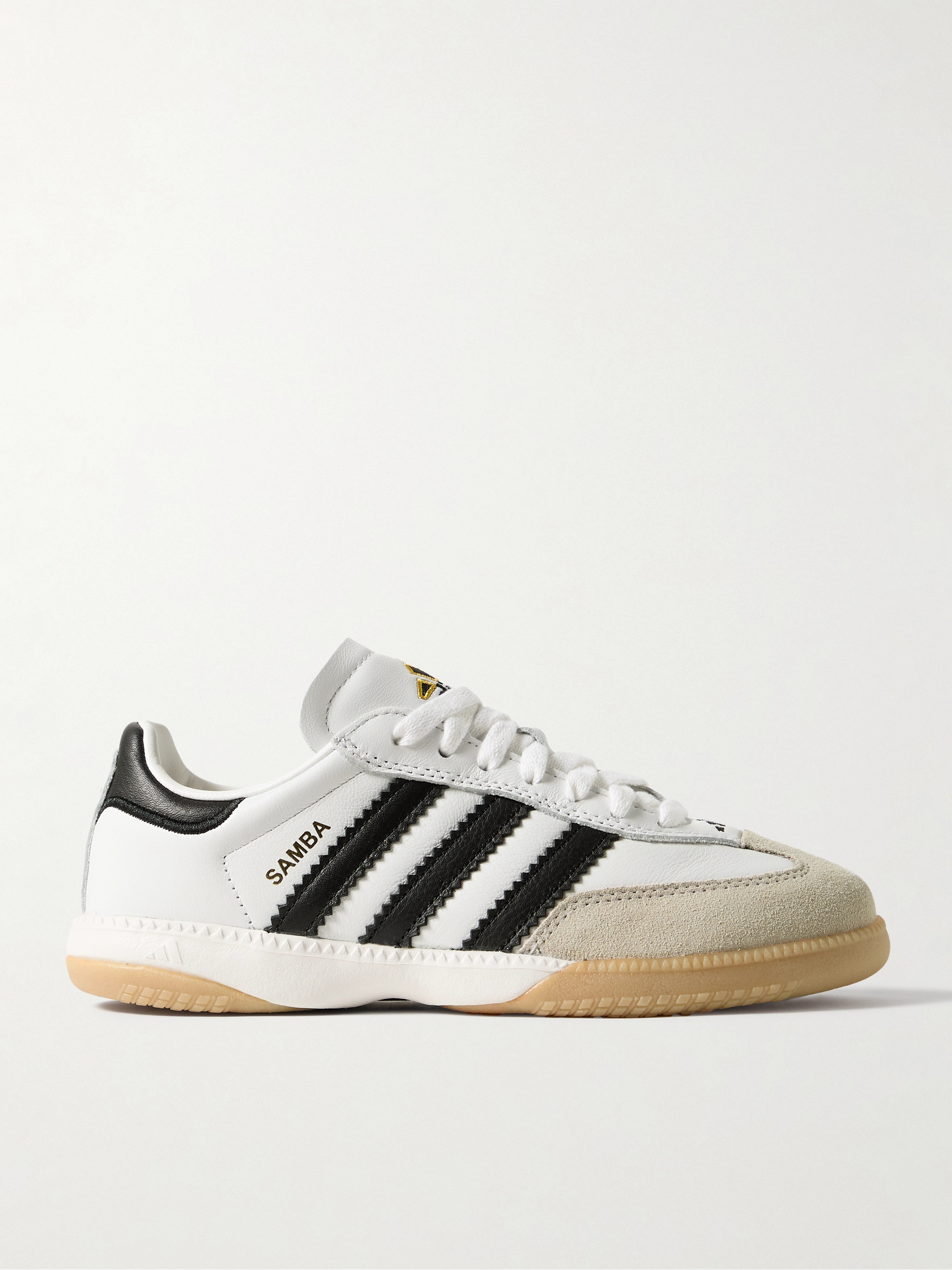 Adidas Samba MN Yellow Leather Suede Black Stripes Womens 9 Mens 7 Adidas Samba Mn in Crew Yellow/Core Black/Gum adidas main image 2