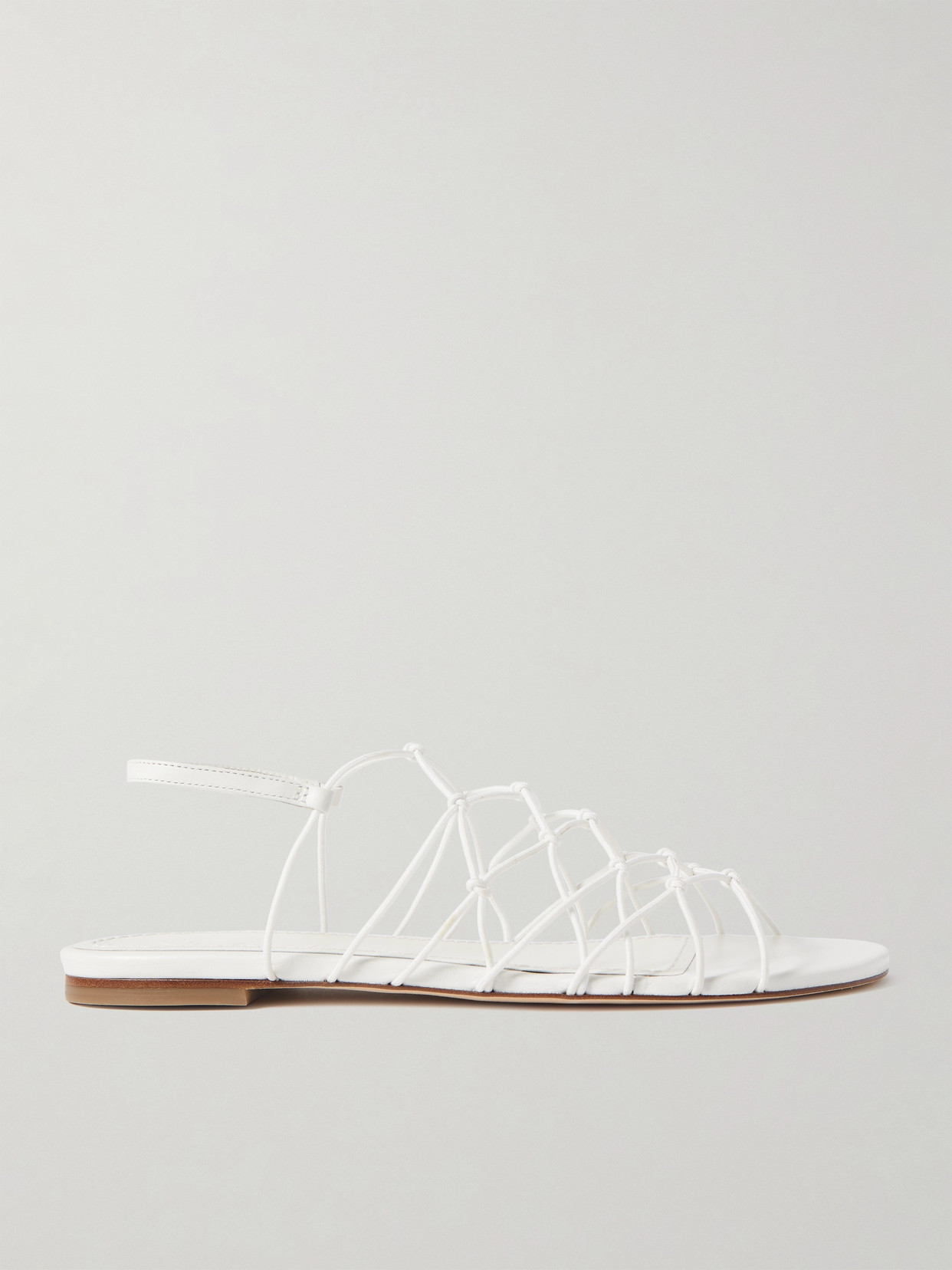 Shop Staud Gio Knotted Elastic And Leather Sandals In White