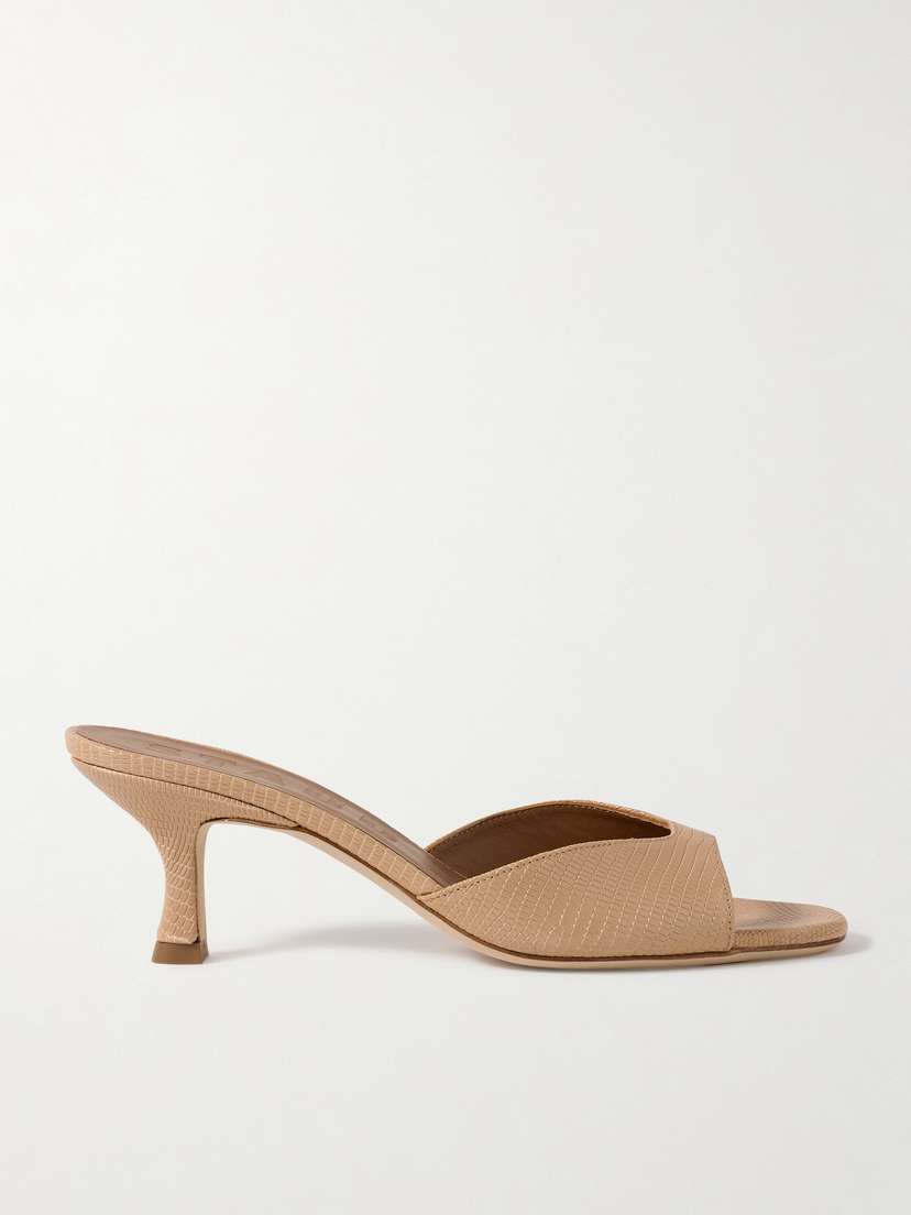 Staud Brigitte Snake-effect Leather Mules