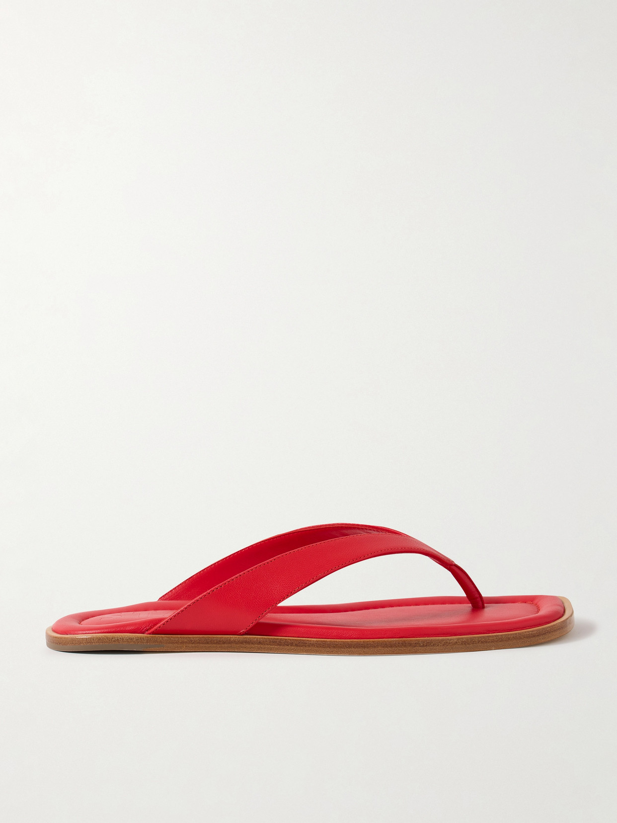 Staud Dante Leather Thong Sandals In Red