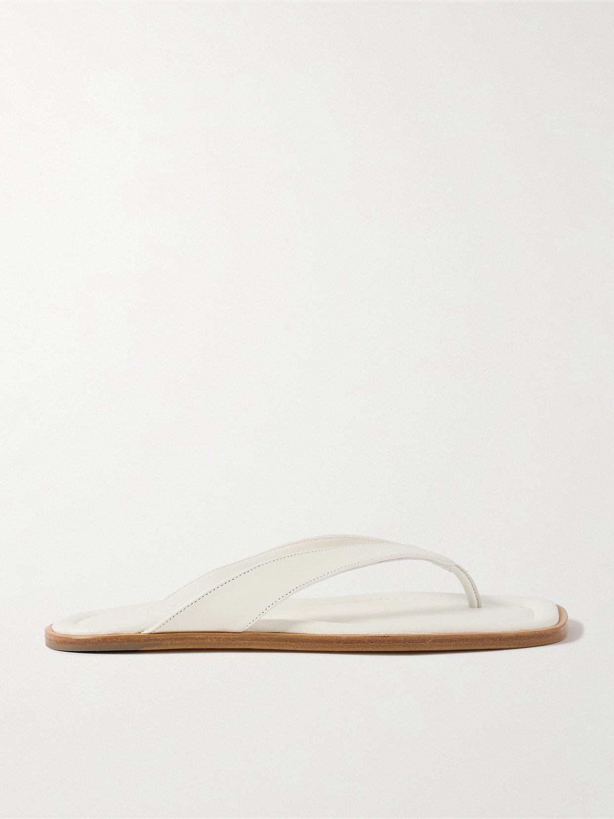 Shop Staud Dante Leather Thong Sandals In White