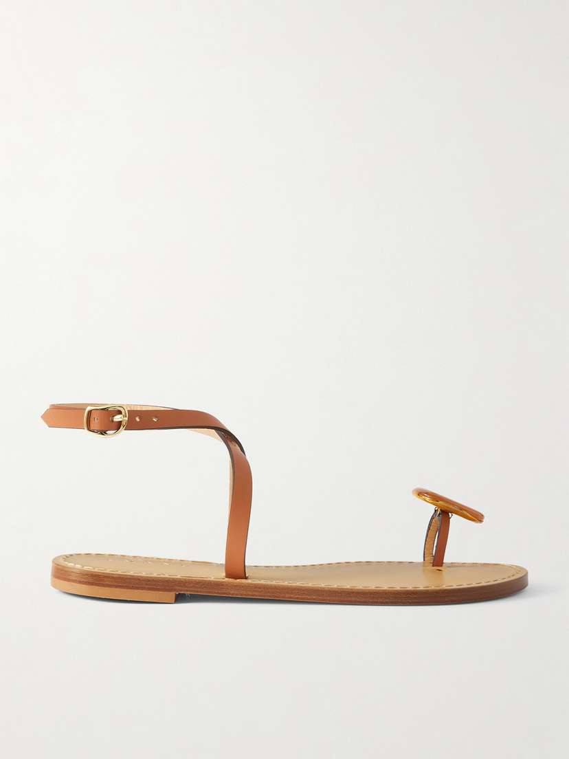 AMANU The Kigali Agate-embellished Leather Sandals