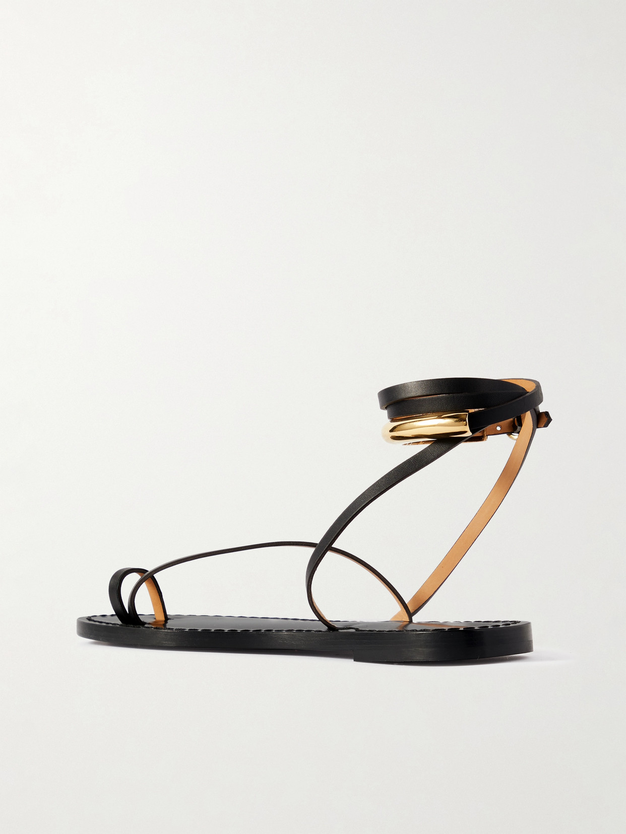 Amanu Studio The Kalahari Embellished Leather Sandals In Black