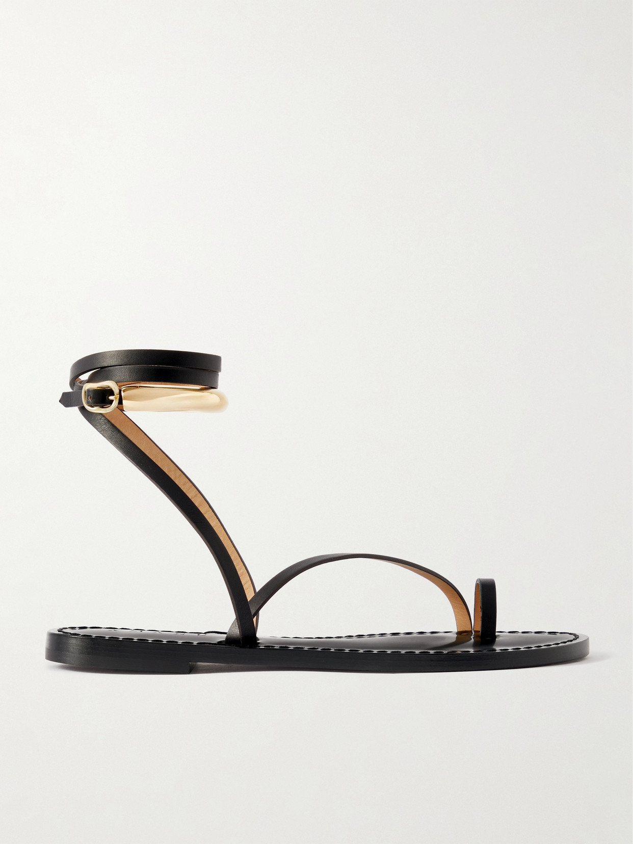 Amanu Studio The Kalahari Embellished Leather Sandals In Black