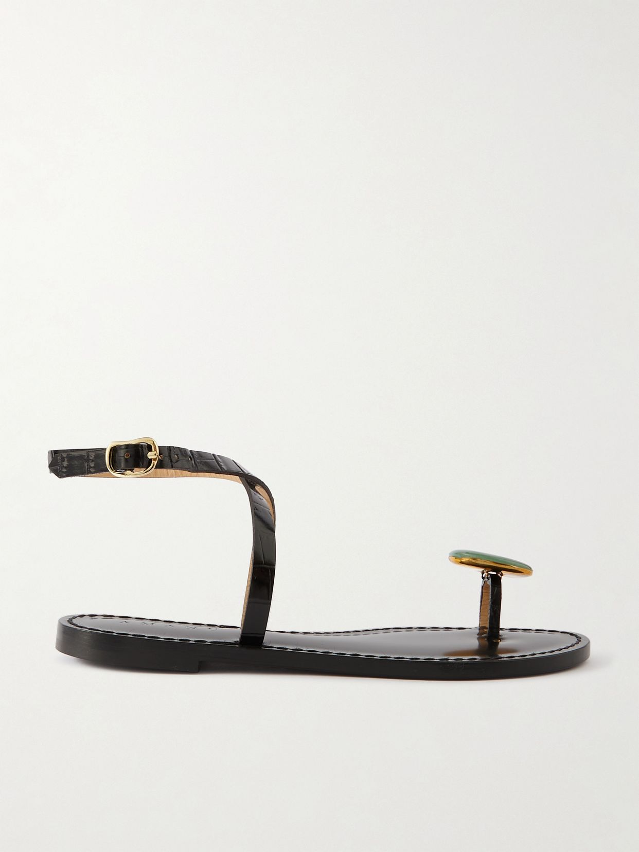 The Kigali aventurine-embellished croc-effect leather sandals