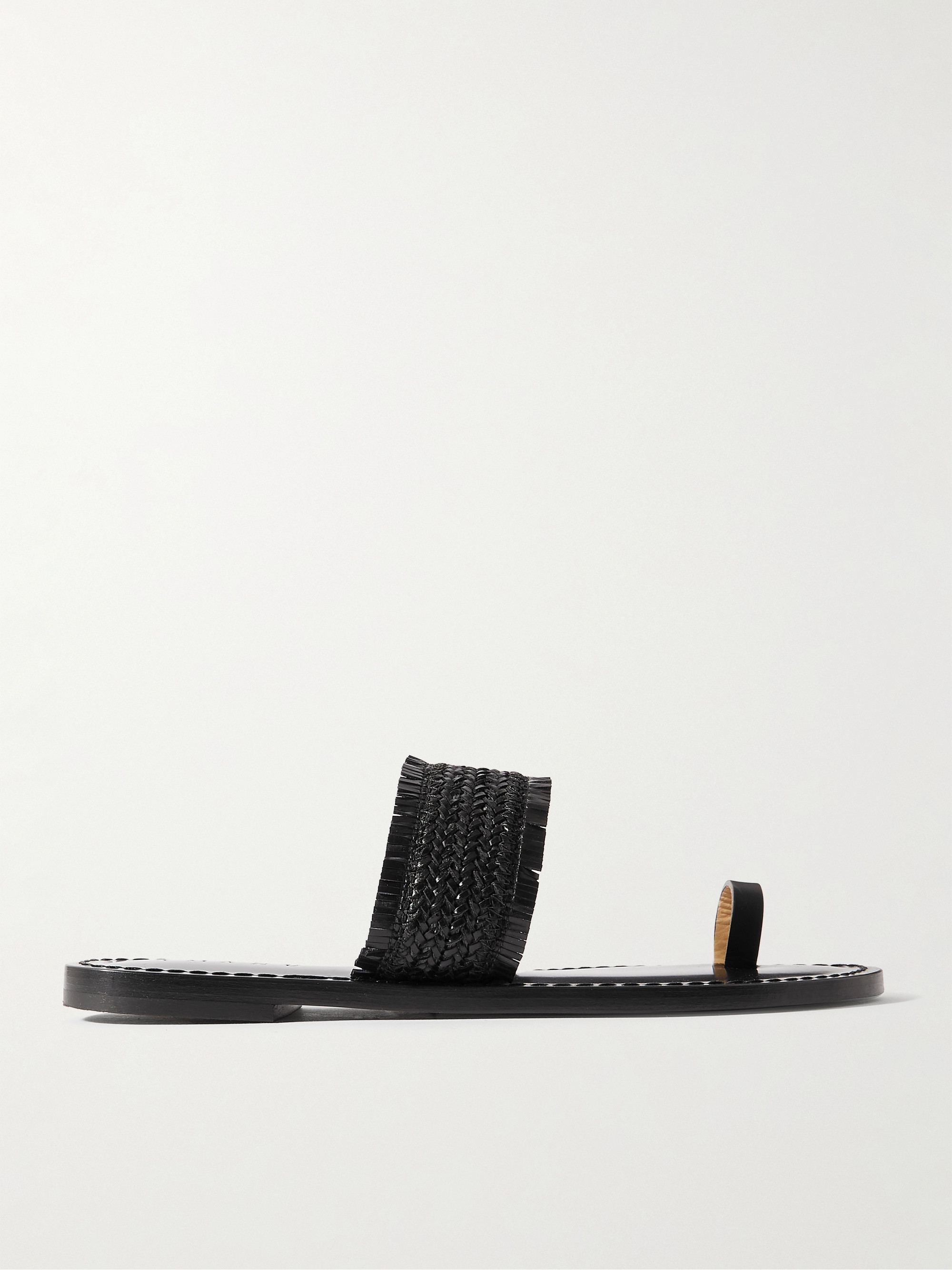 AMANU The Shela fringed braided leather slides