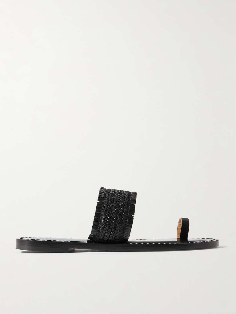 AMANU The Shela Fringed Braided Leather Slides