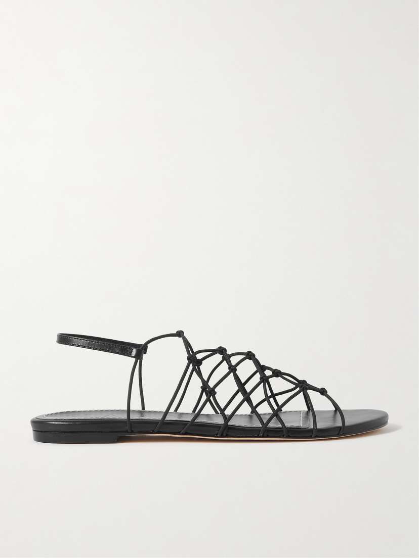 Staud Gio Knotted Elastic And Leather Sandals