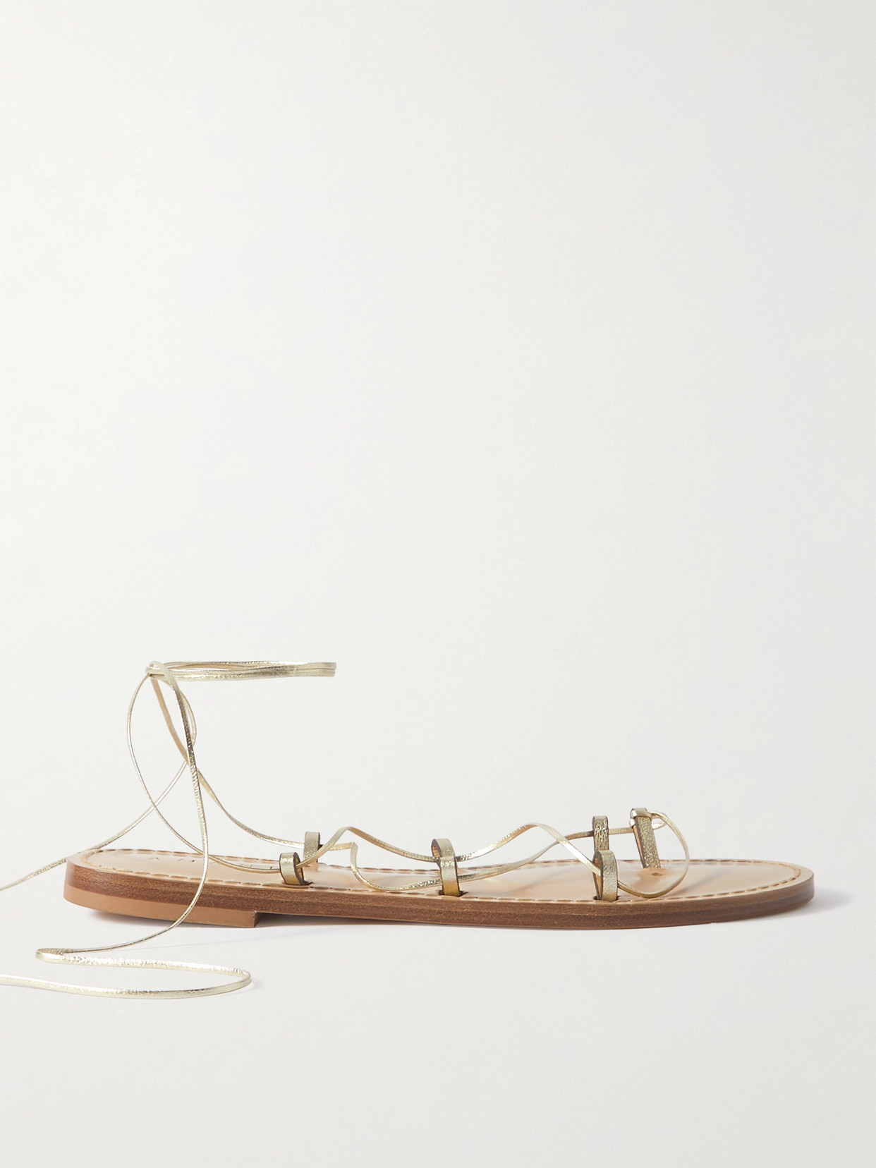 Amanu Studio The Serengeti Metallic Leather Sandals In Gold