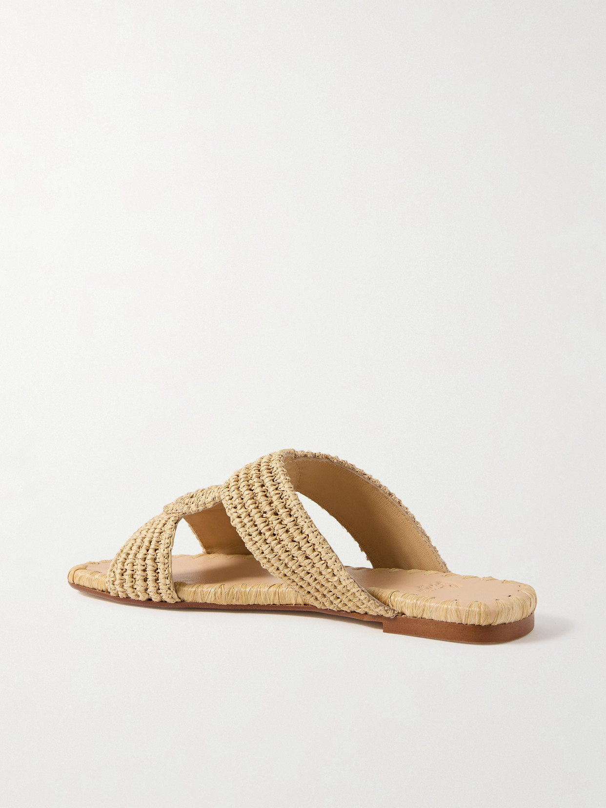 Shop Castaã±er Prado Raffia Slides In Neutrals