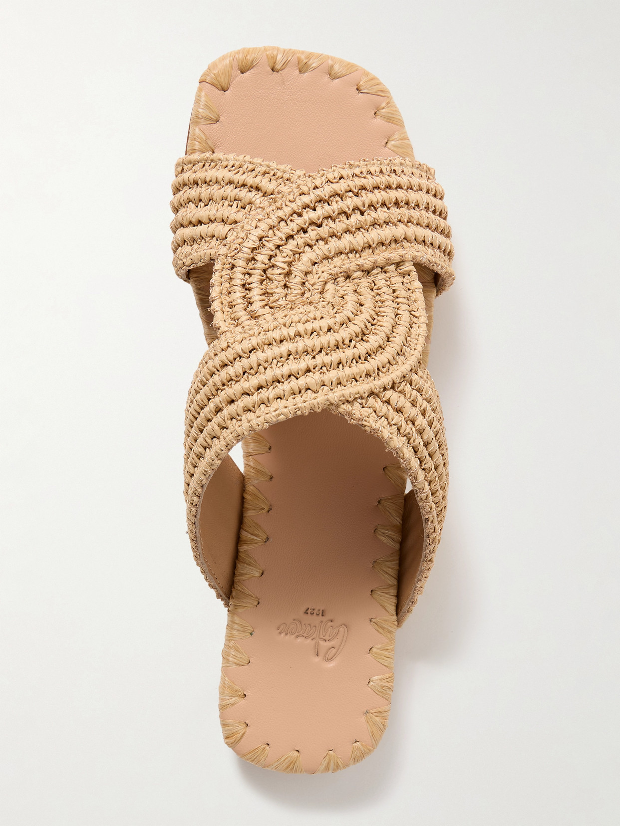 Shop Castaã±er Prado Raffia Slides In Neutrals