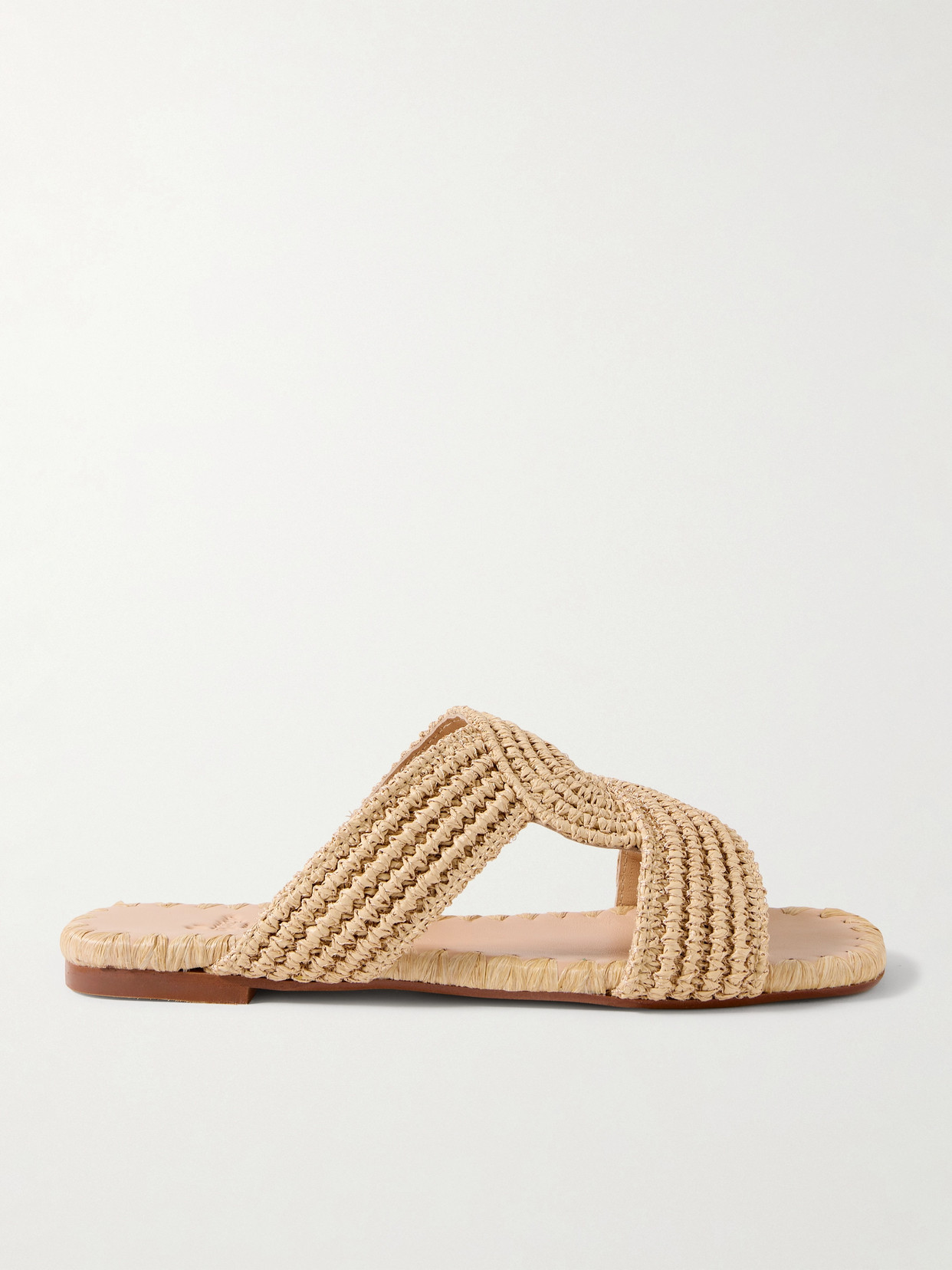 Shop Castaã±er Prado Raffia Slides In Neutrals