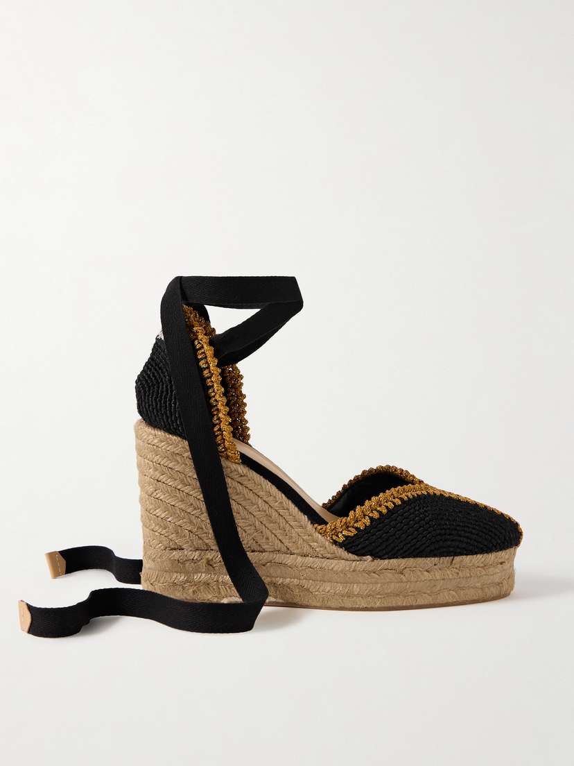Castañer Couer 80 Lurex-trimmed Canvas Wedge Espadrilles