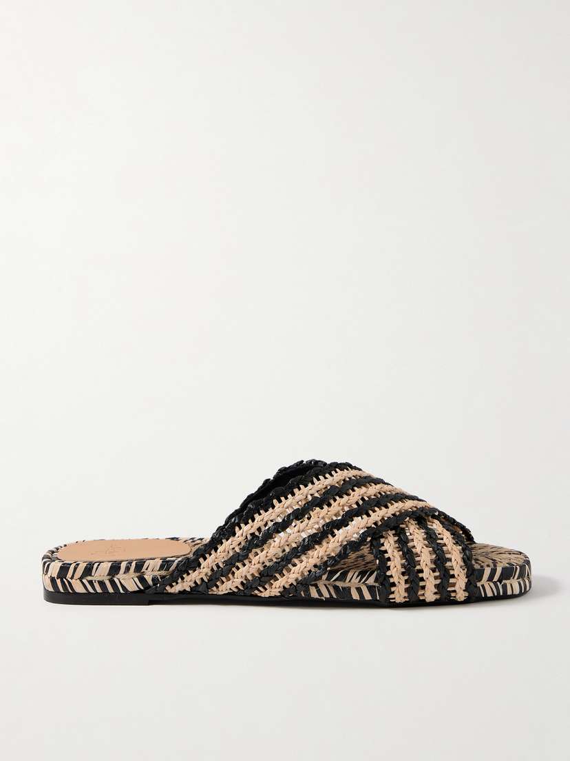 Castañer Pat Two-tone Raffia Slides