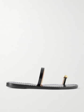 AMANU The Kibera embellished croc-effect leather sandals