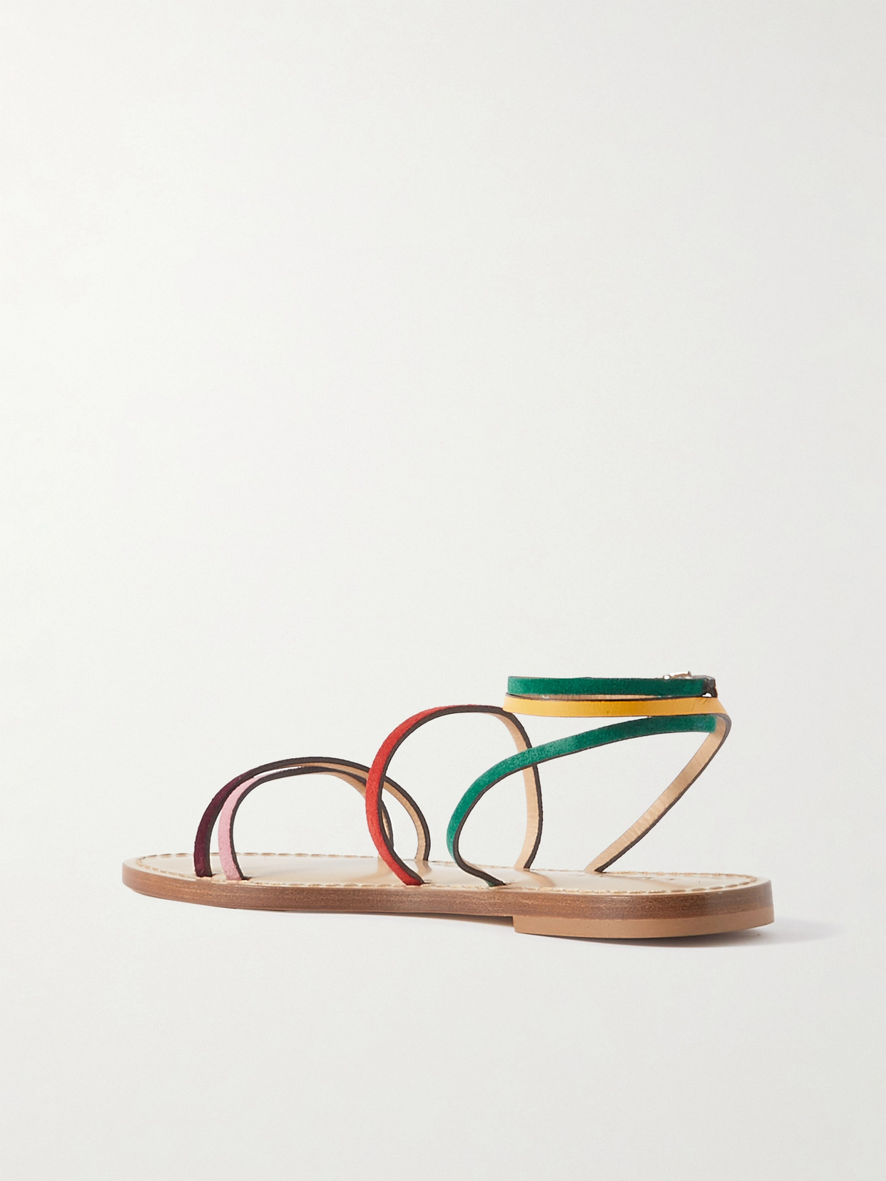 Shop Amanu Studio The Constantia Leather-trimmed Suede Sandals In Red