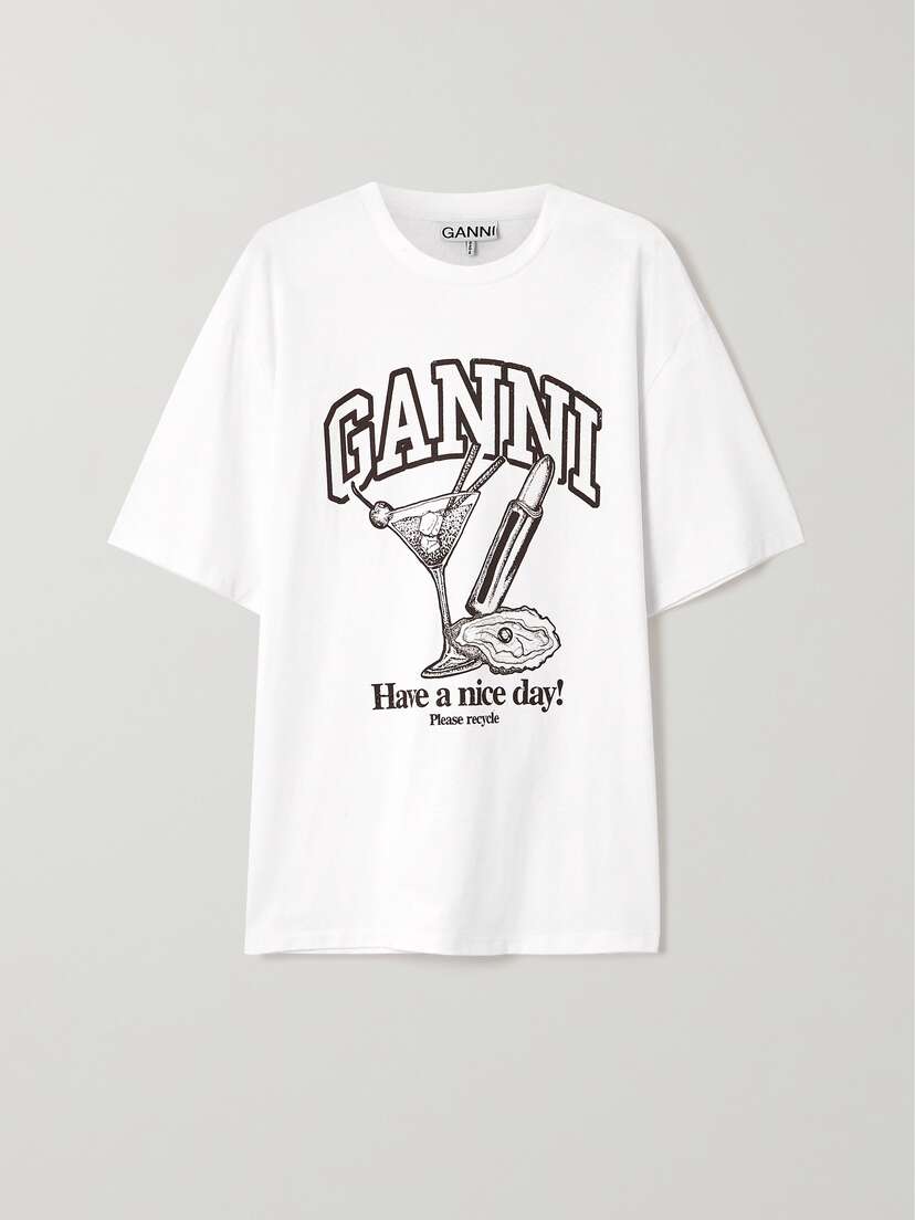 GANNI + Net Sustain Printed Organic Recycled Cotton-jersey T-shirt