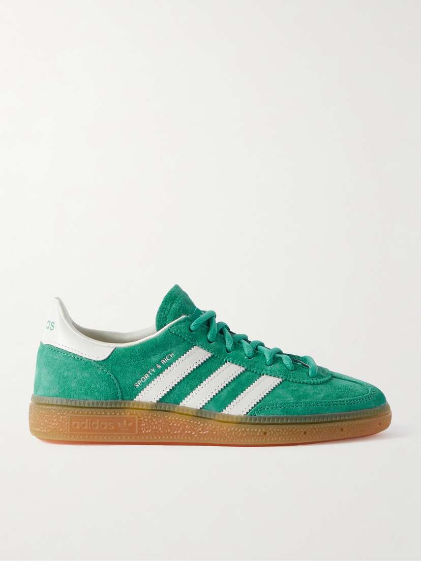 adidas Originals + Sporty & Rich Handball Spezial Leather-trimmed Suede Sneakers
