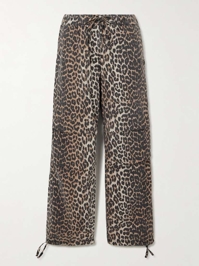 GANNI + Net Sustain Leopard-print Stretch Organic Cotton-canvas Wide-leg Pants