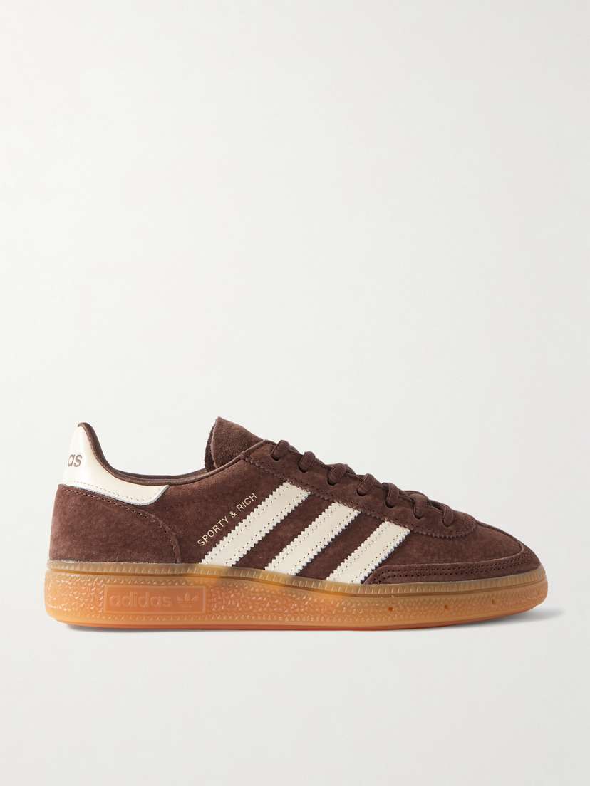 adidas Originals + Sporty & Rich Handball Spezial Leather-trimmed Suede Sneakers - UK 9