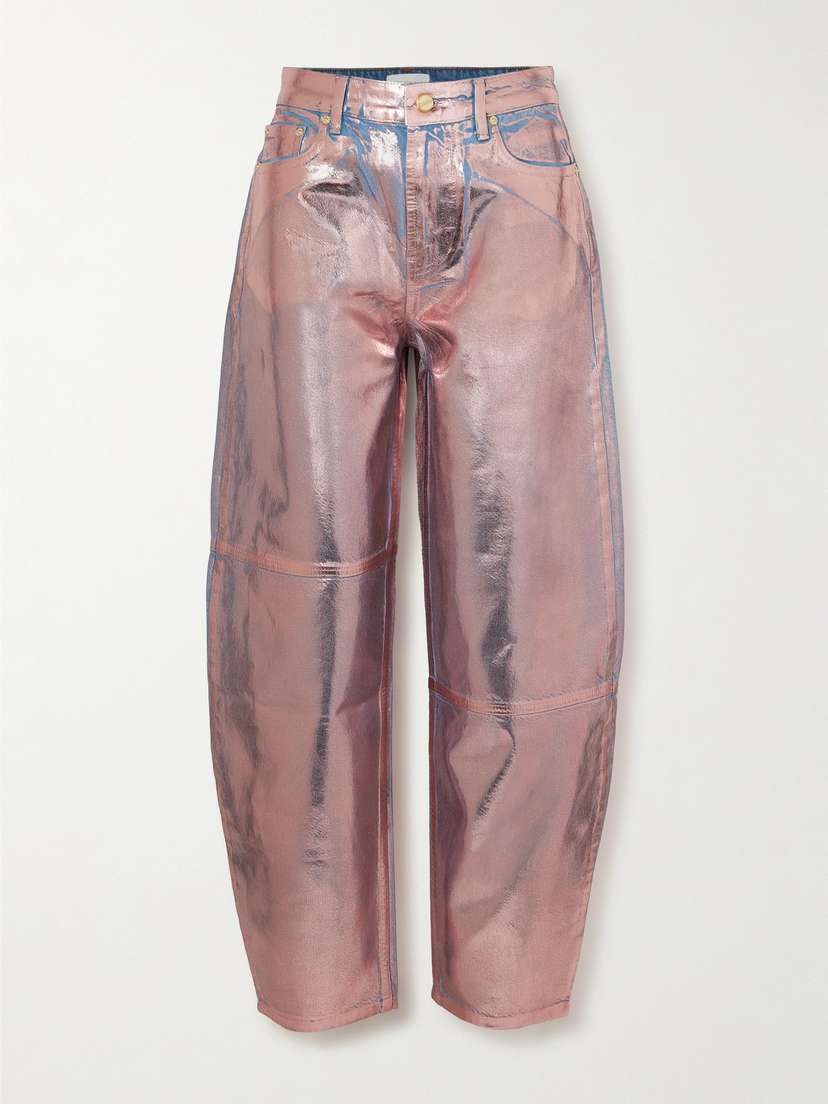 Ganni + Net Sustain Stary Paneled High-rise Metallic Organic Wide-leg Jeans