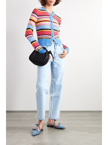 GANNI + NET SUSTAIN striped alpaca and wool-blend cardigan