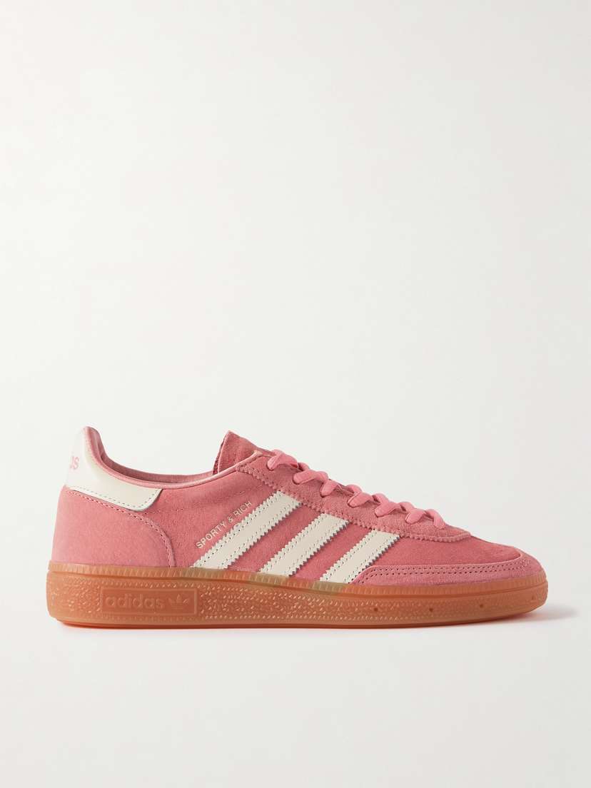 adidas Originals + Sporty & Rich Handball Spezial Leather-trimmed Suede Sneakers - UK 9