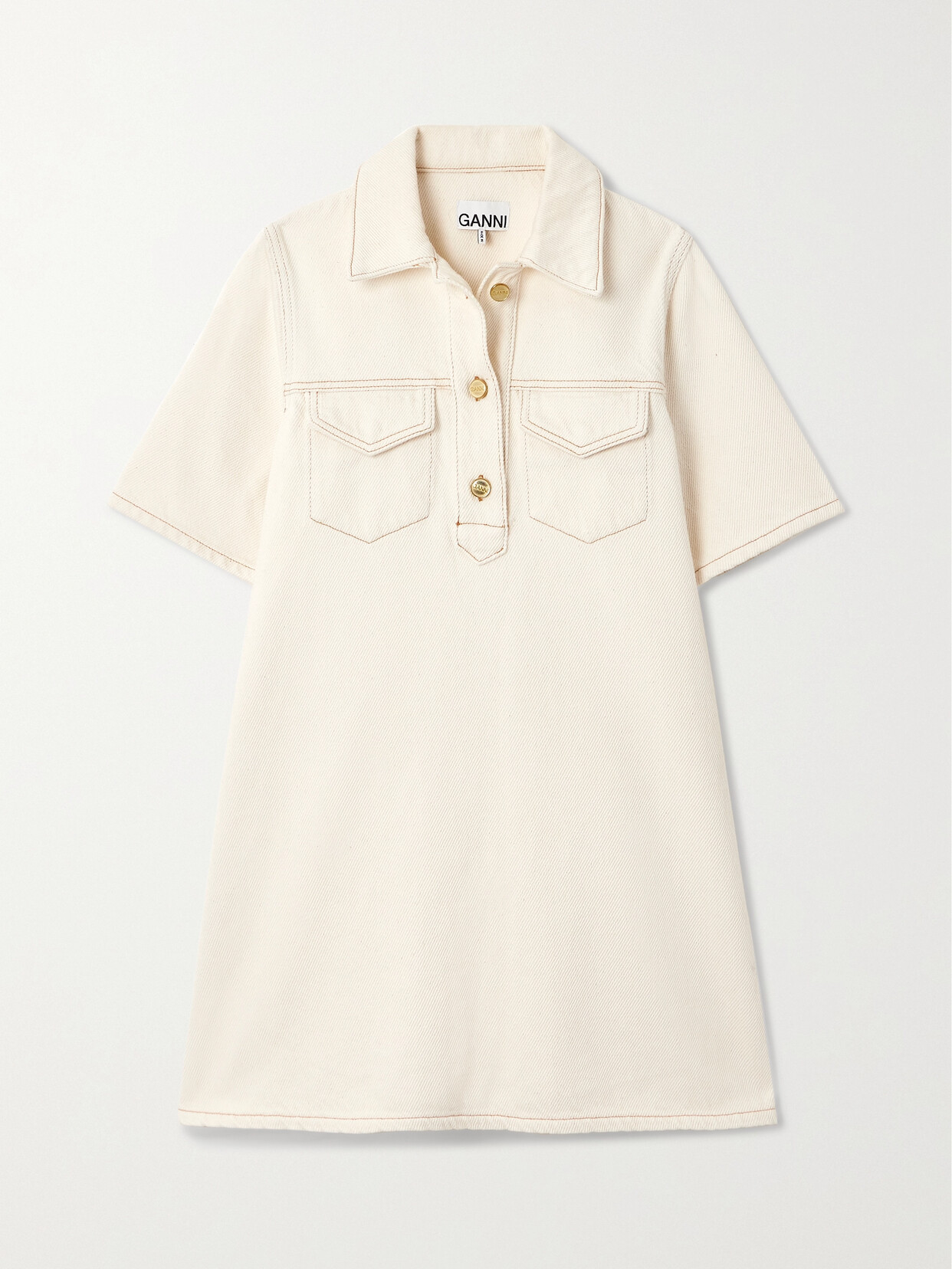 GANNI - + Net Sustain Organic Denim Mini Dress - Ivory