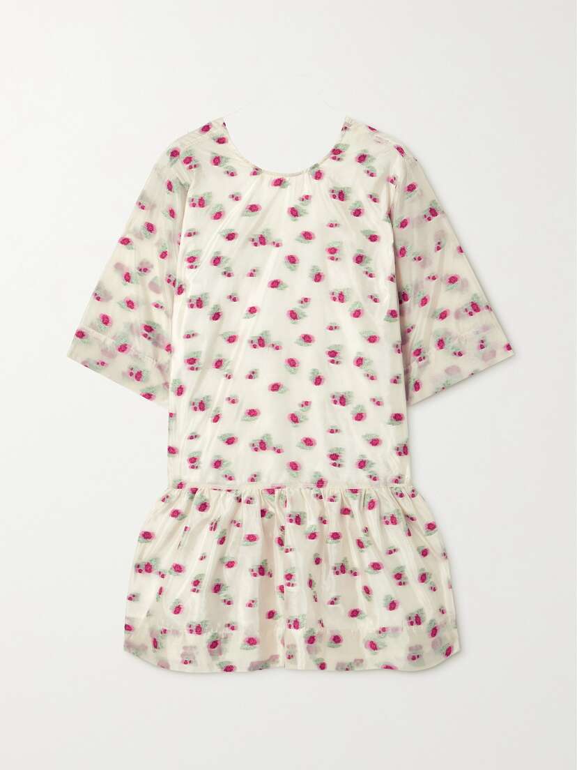 Ganni + Net Sustain Open-back Recycled-organza Mini Dress