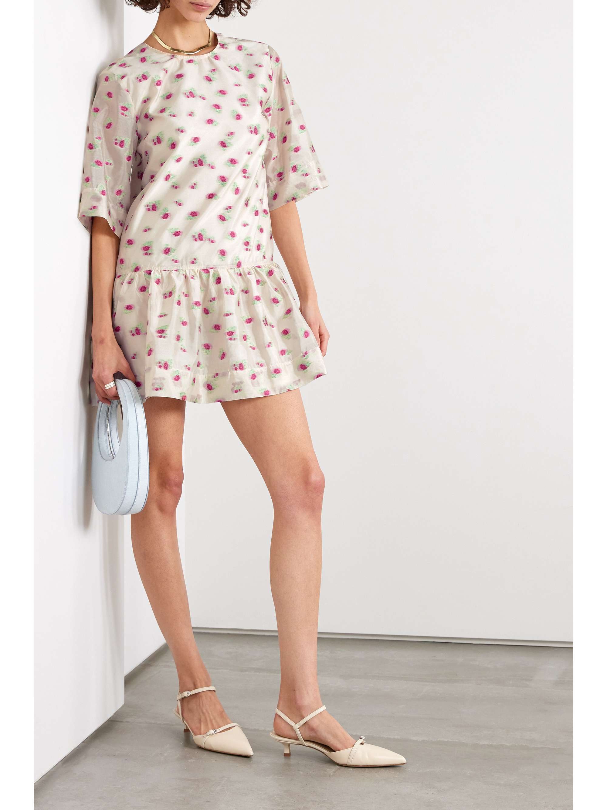 NET SUSTAIN open back recycled organza mini dress