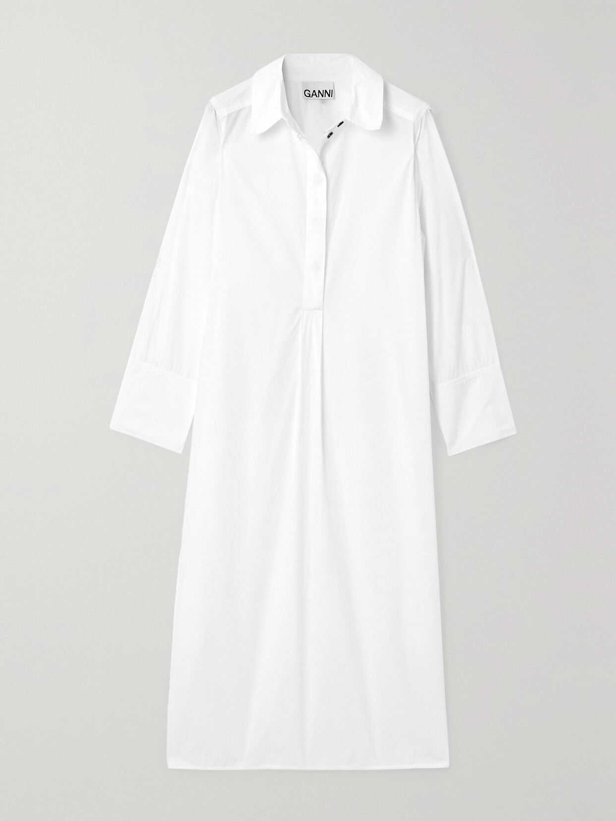 Ganni Organic Cotton-poplin Shirt Dress In White