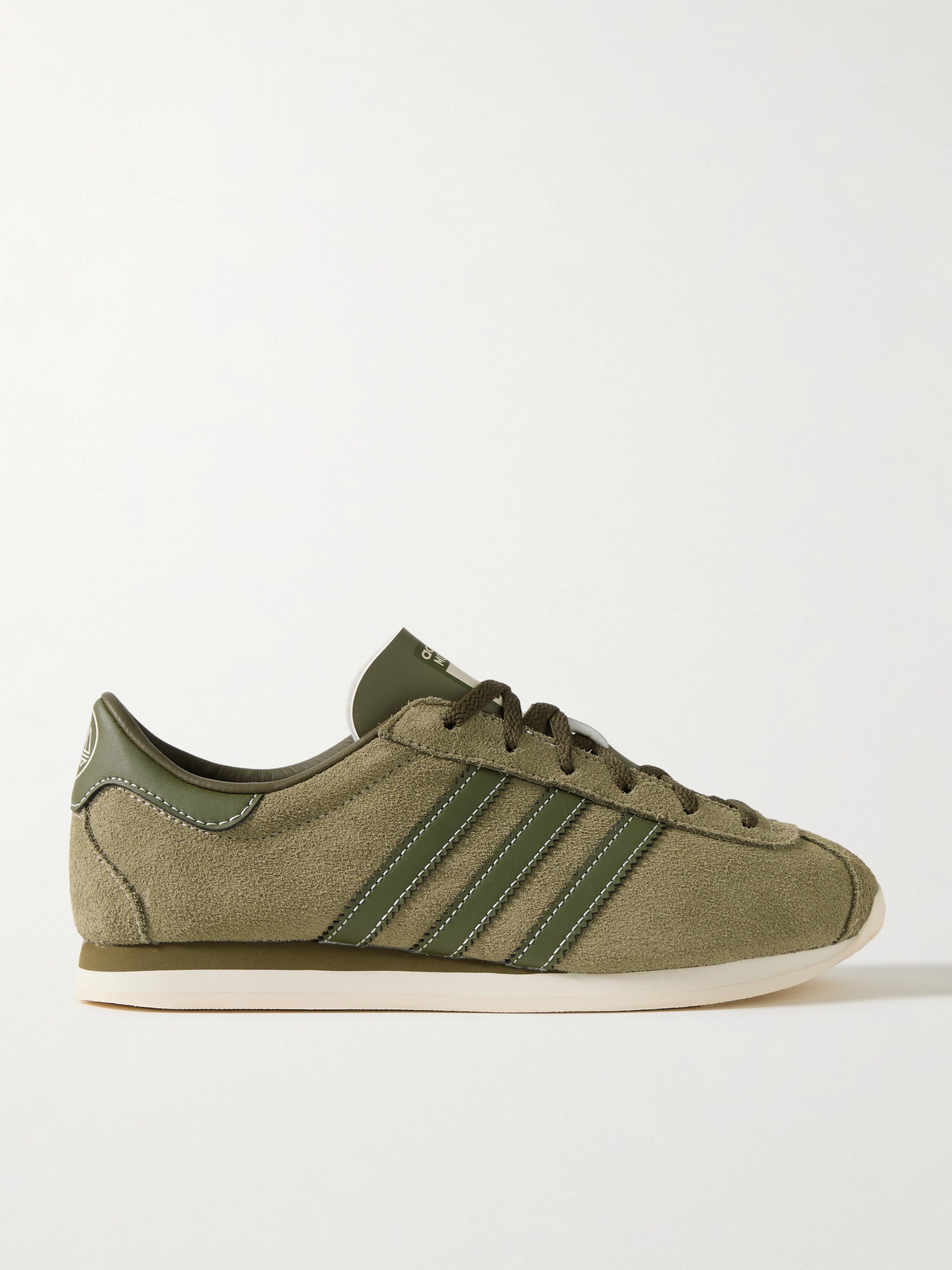 Adidas Originals Moston Super Spzl Leather-trimmed Suede Sneakers In Green