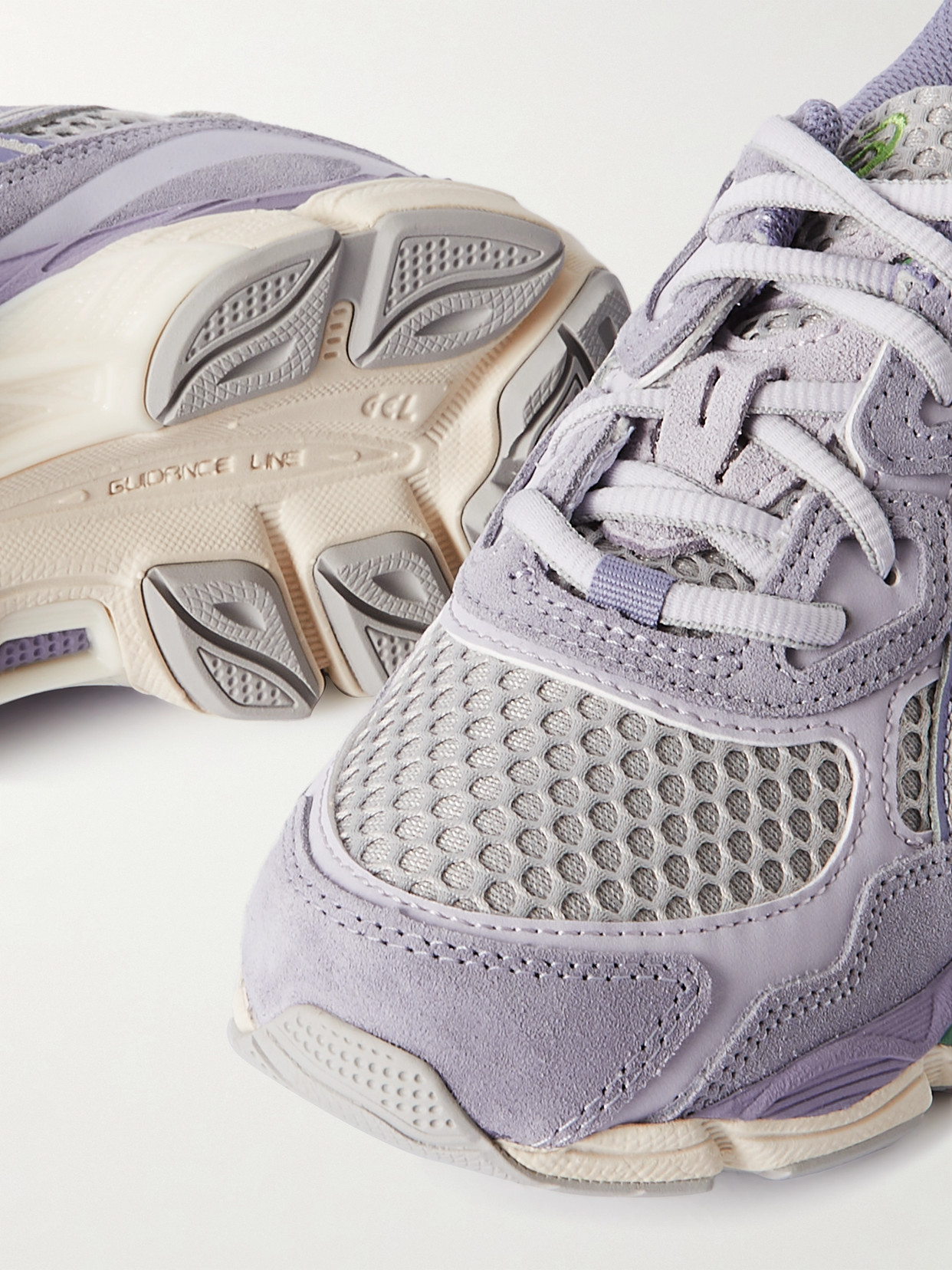 Shop Asics Gel-nyc Leather And Suede-trimmed Mesh Sneakers In Purple