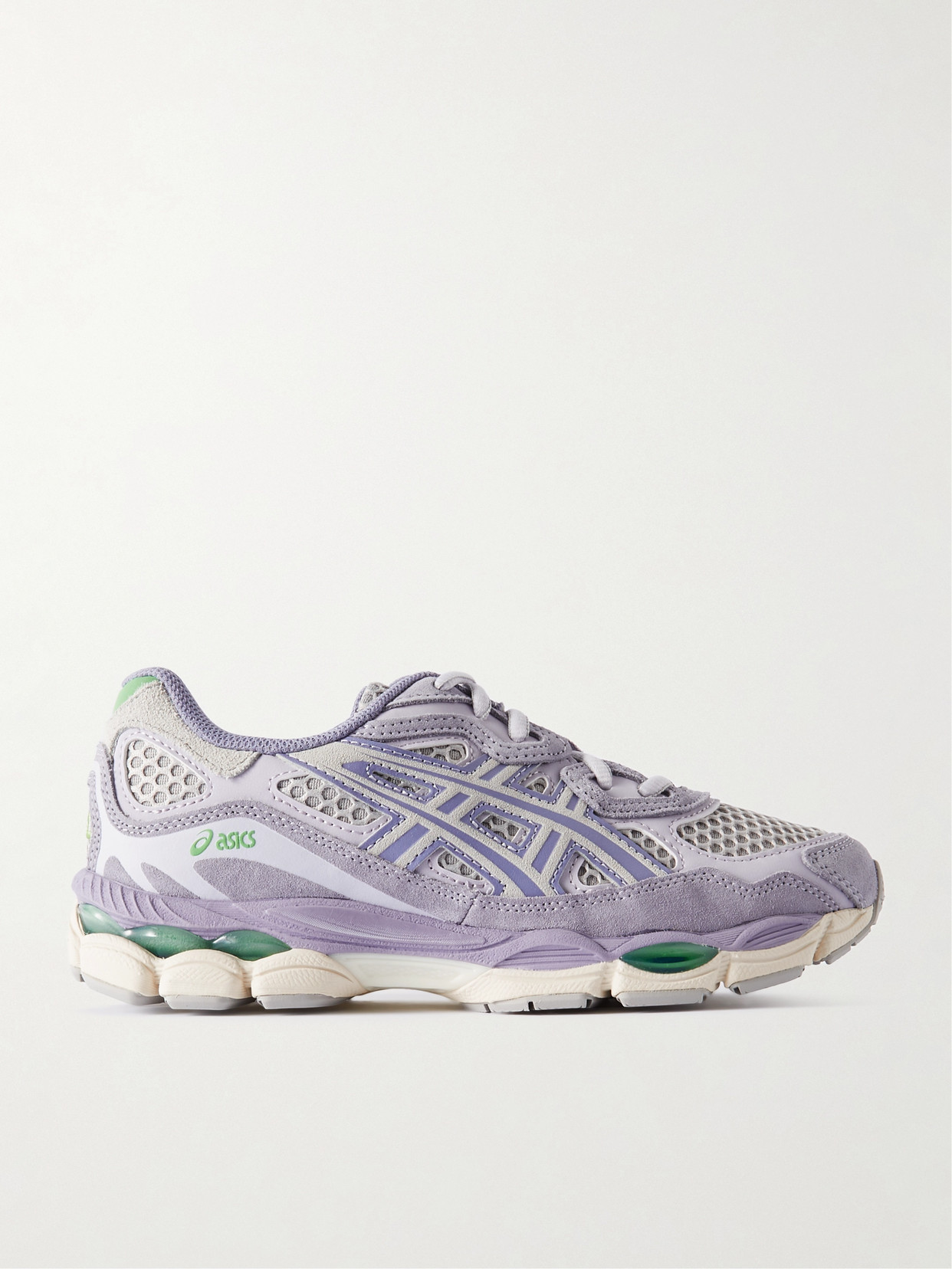 Shop Asics Gel-nyc Leather And Suede-trimmed Mesh Sneakers In Purple