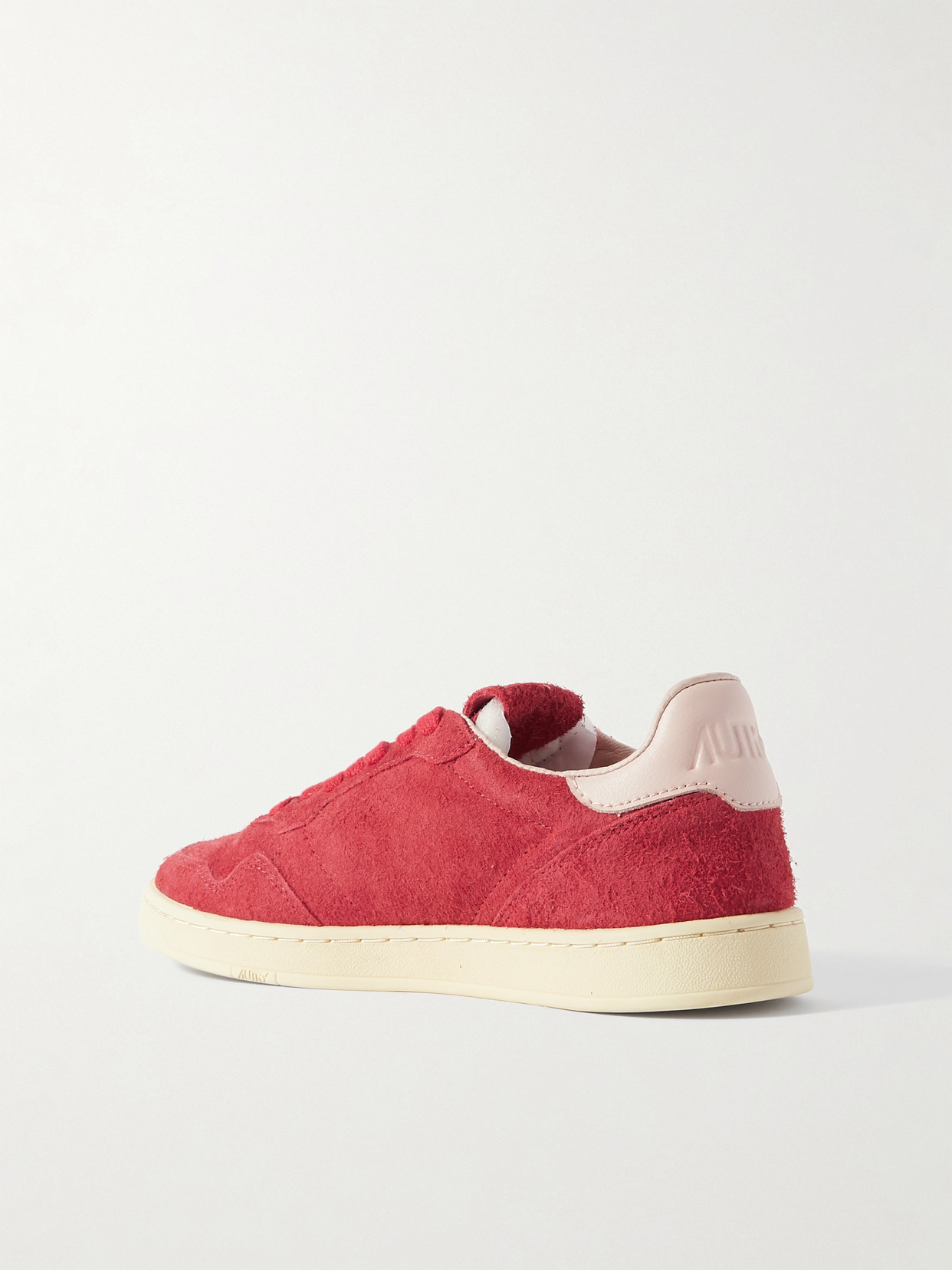 Shop Autry Flat Low Leather-trimmed Suede Sneakers In Red