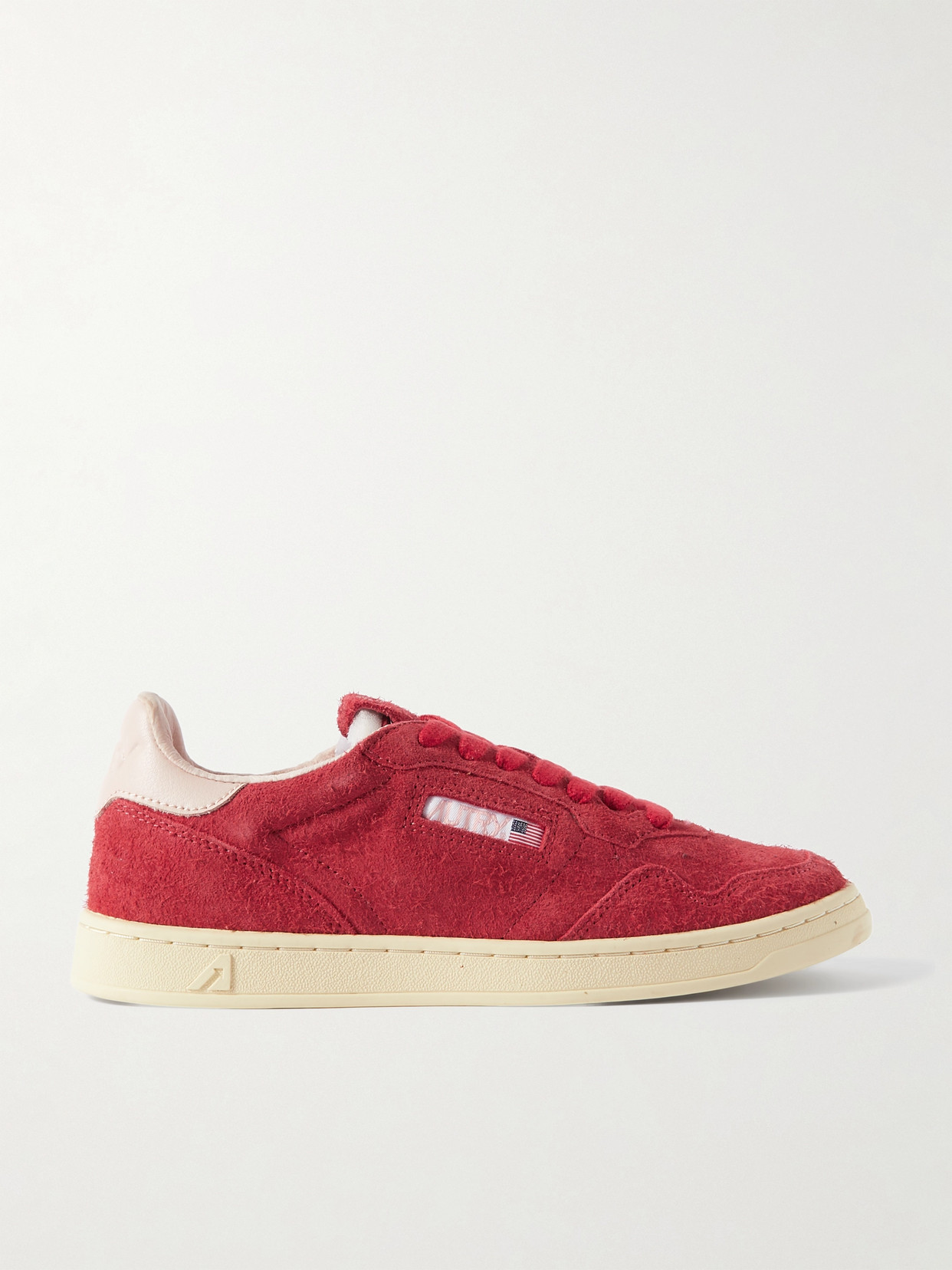 Autry Flat Low Leather-trimmed Suede Sneakers In Red