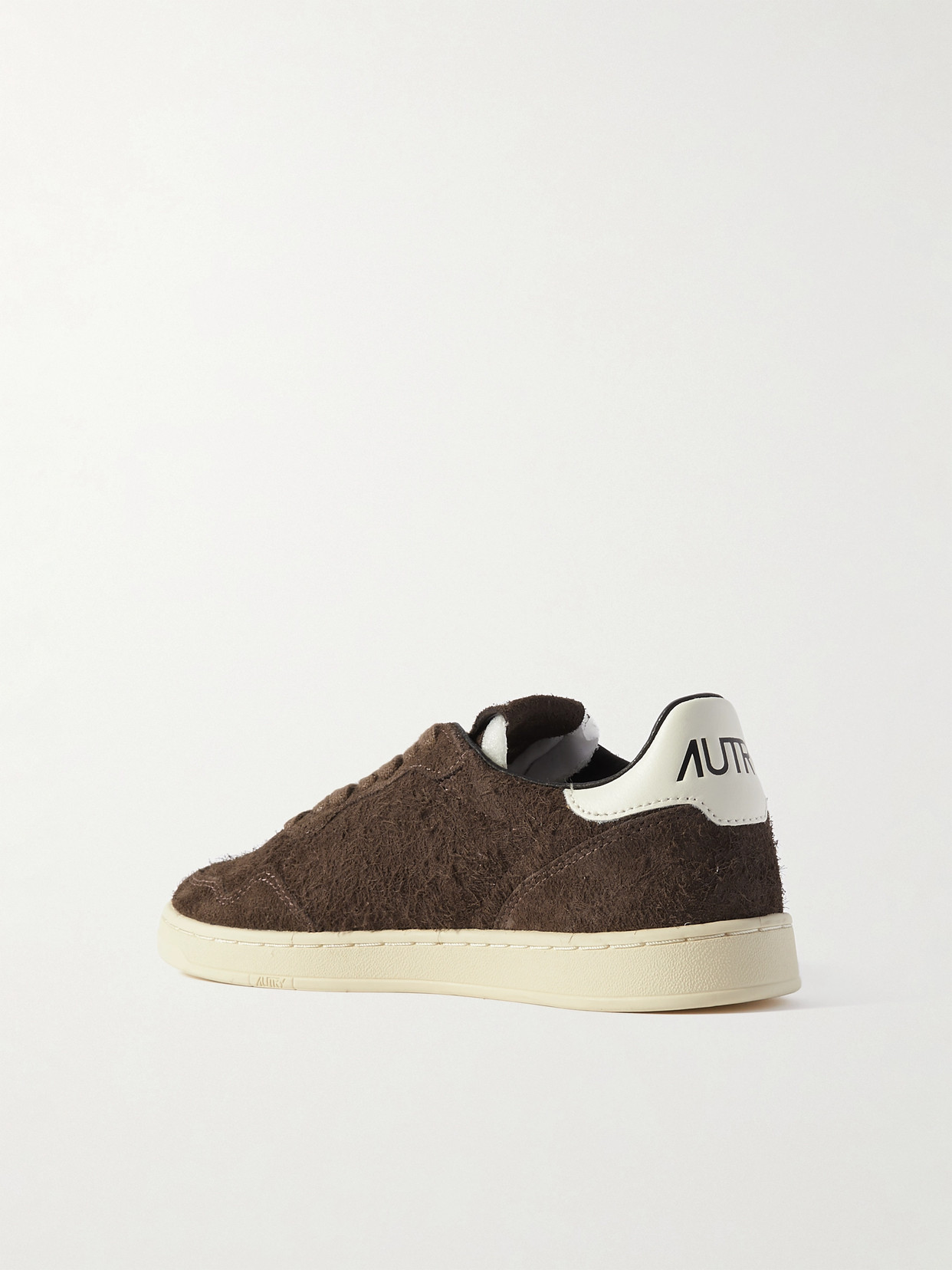 Shop Autry Flat Low Leather-trimmed Suede Sneakers In Brown